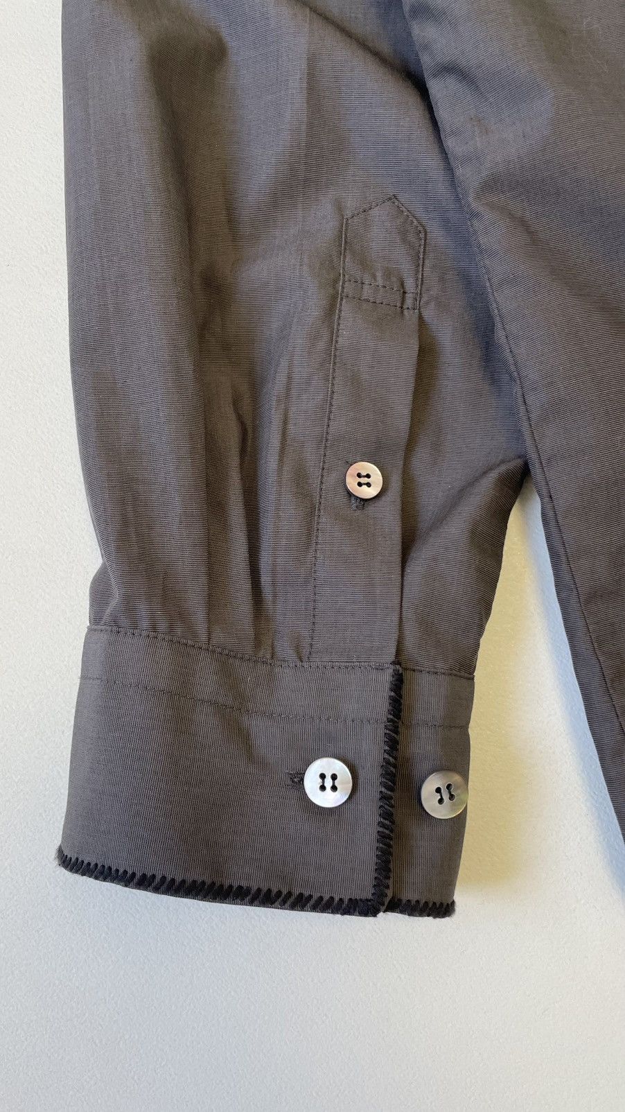 Issey Miyake ‘Contrast Stitch’ Grey Shimmer Cotton Shirt Size US L / EU 52-54 / 3 - 18 Thumbnail