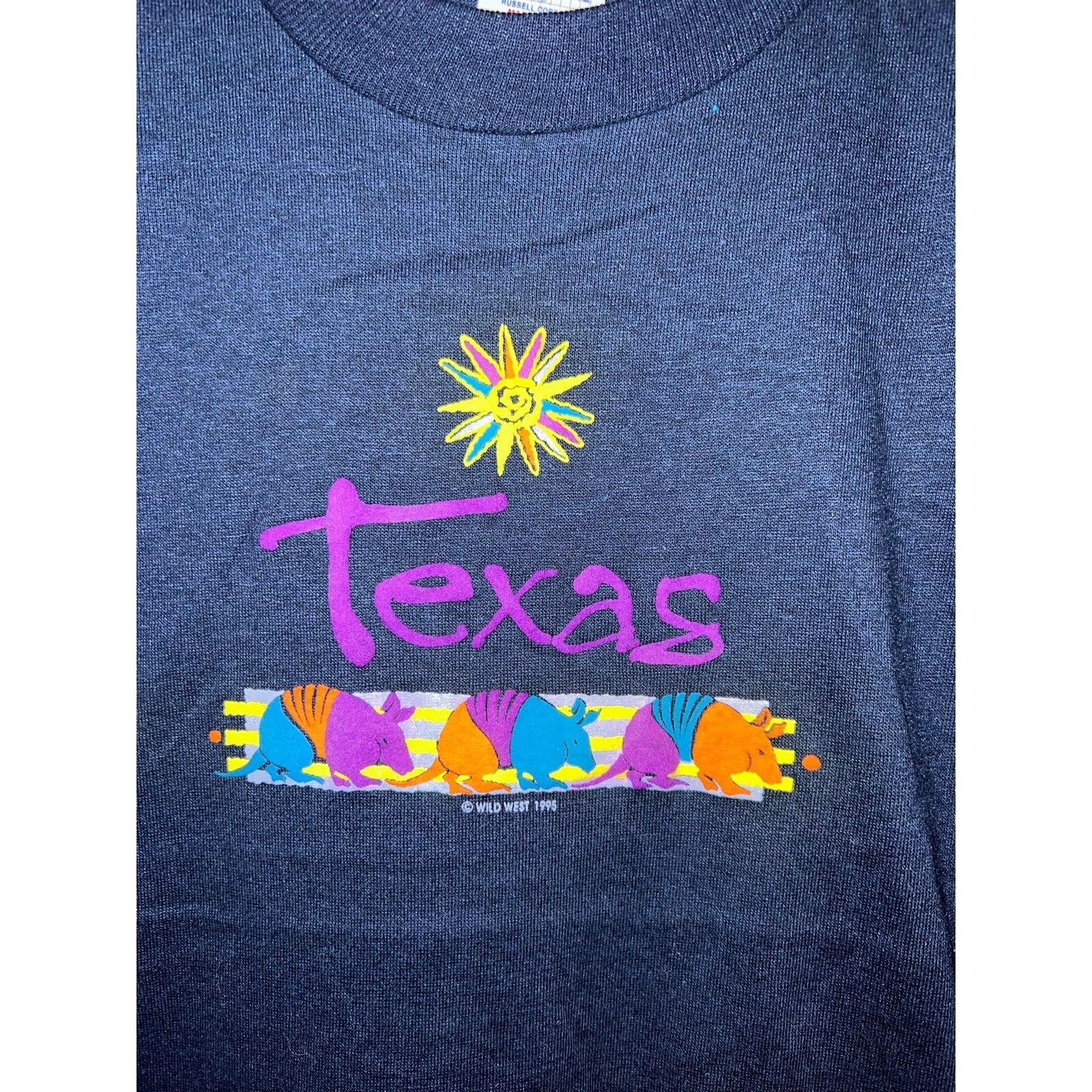 Jerzees 90s Youth Vintage Texas Armadillo TX Blue Shirt Kids M 10-12 Size US M / EU 48-50 / 2 - 2 Thumbnail