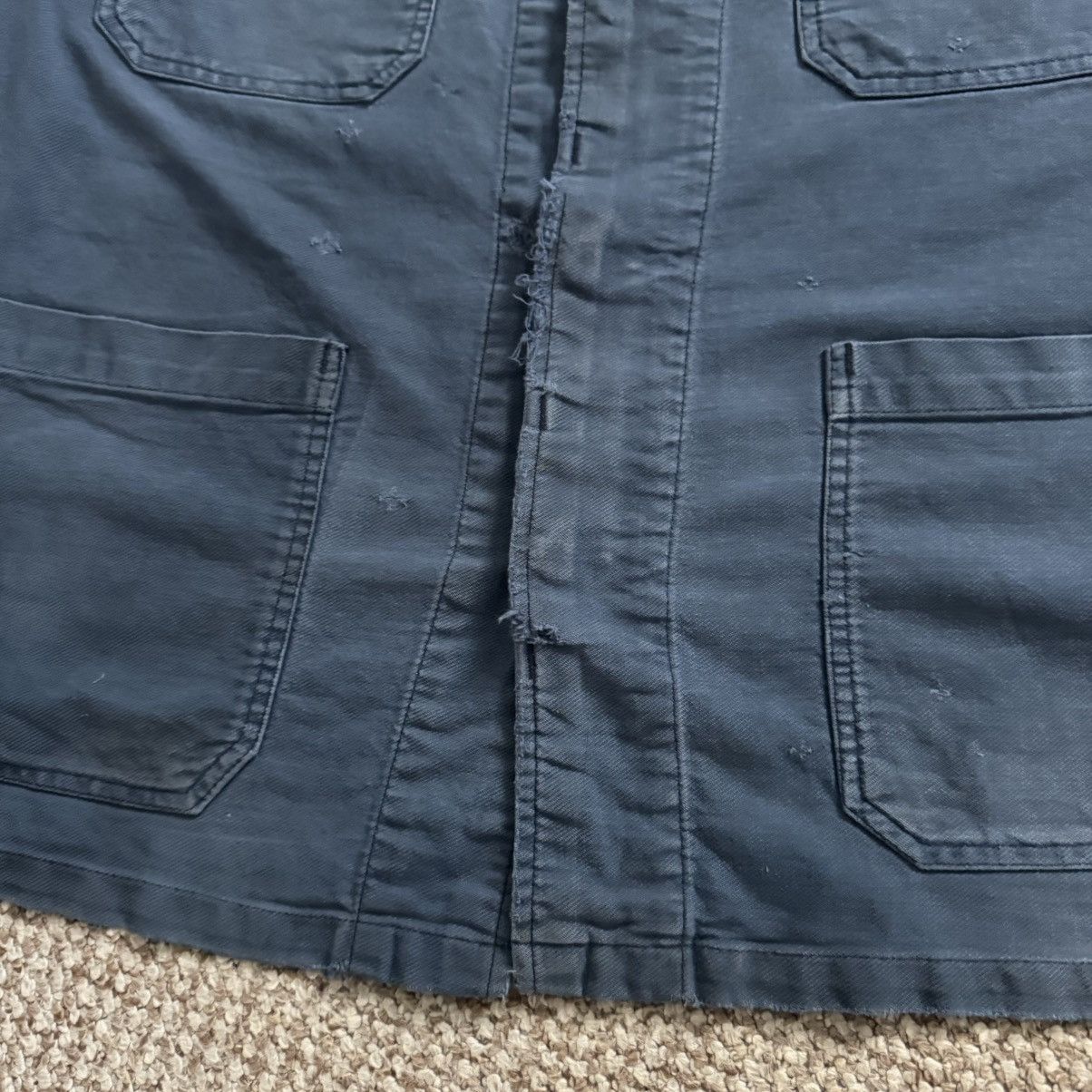 Le Laboureur 70-80s French Vintage Faded Cotton Works Very Worn Jacket Size US XL / EU 56 / 4 - 6 Thumbnail