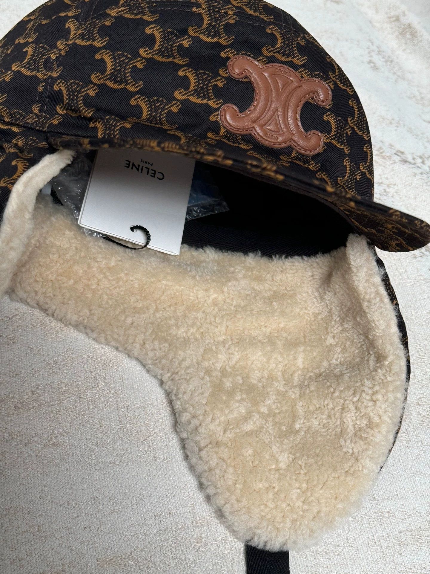Celine Celine Bomber Hat Allover Triomphe Logo Brown S Size ONE SIZE - 6 Thumbnail