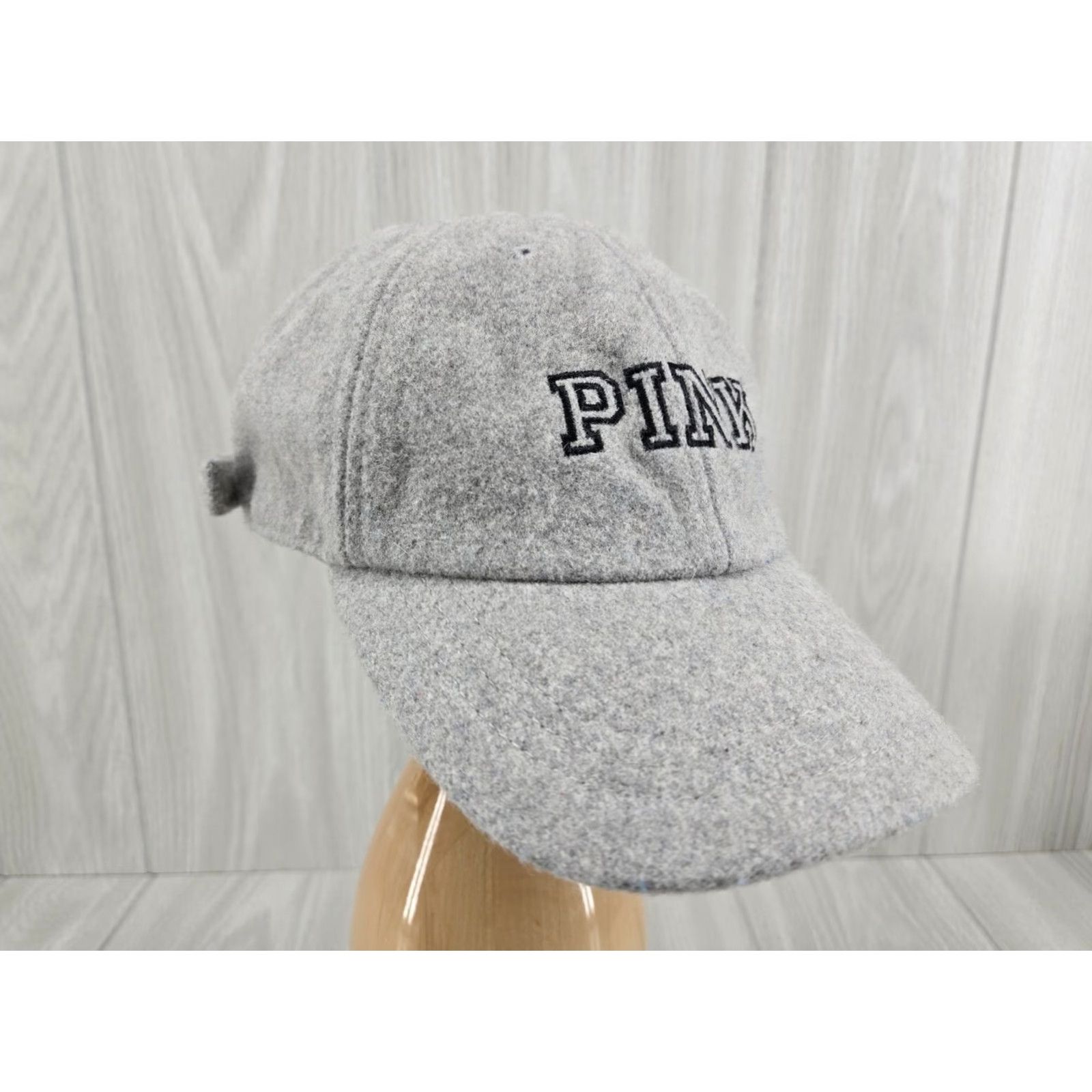 Vintage Victoria Secret Baseball Hat Gray Wool Blend Adjustable Women's Pink Logo Cap Size ONE SIZE - 4 Thumbnail