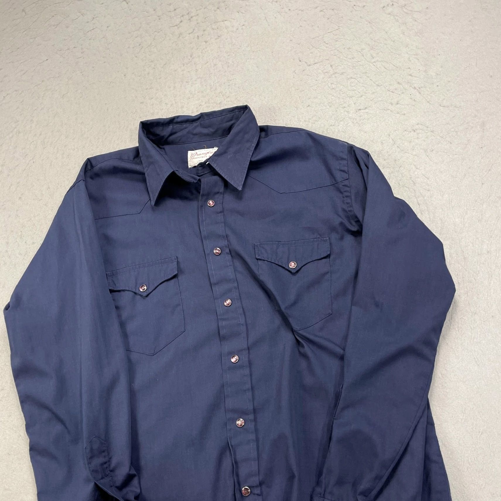 Wrangler VINTAGE Wrangler Shirt Mens XL Blue Long Sleeve Western Snap Long Tails USA Ranch 70s Mens Size US XL / EU 56 / 4 - 3 Thumbnail