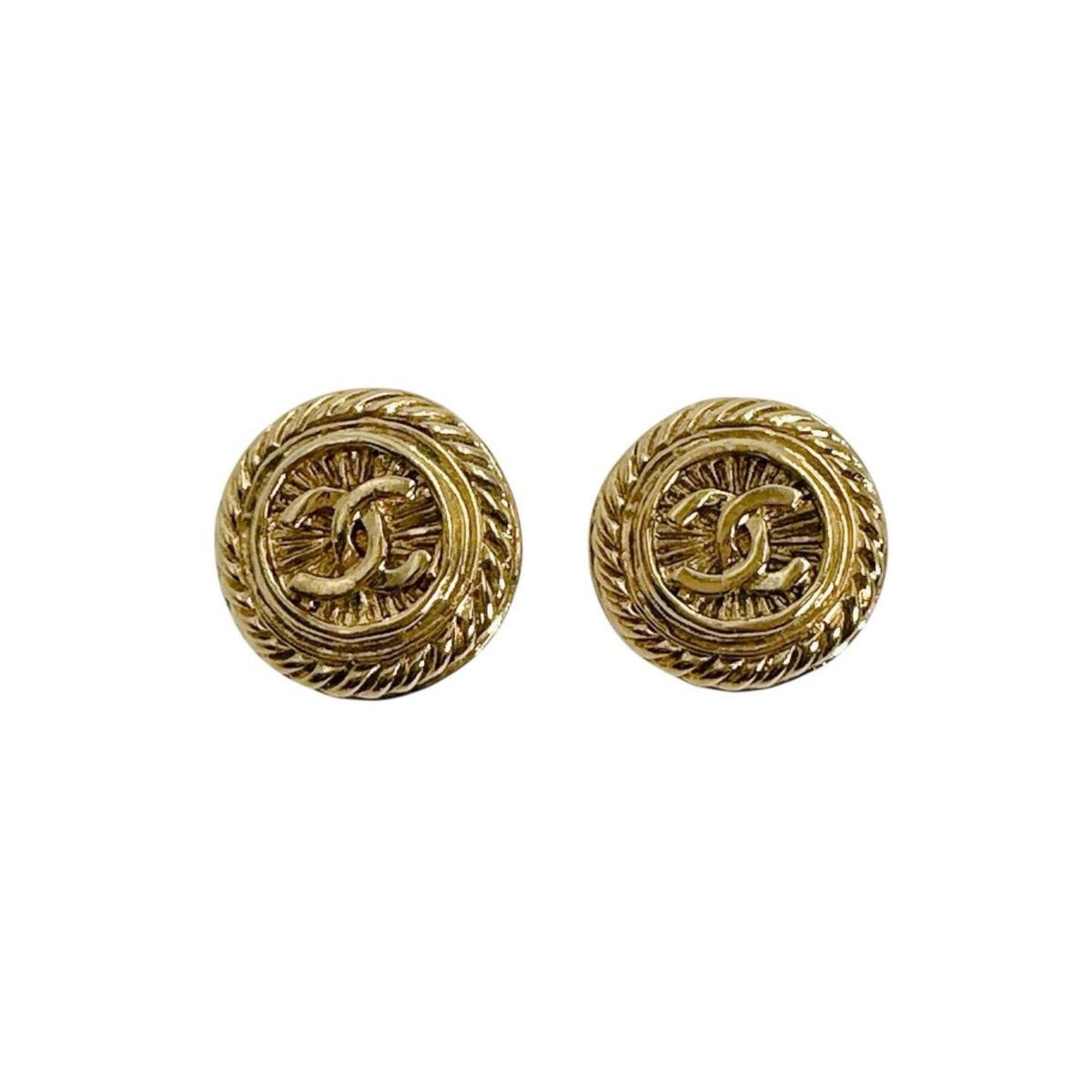 Chanel CHANEL Vintage Coco Mark Metal Gold Earrings Size ONE SIZE - 1 Thumbnail