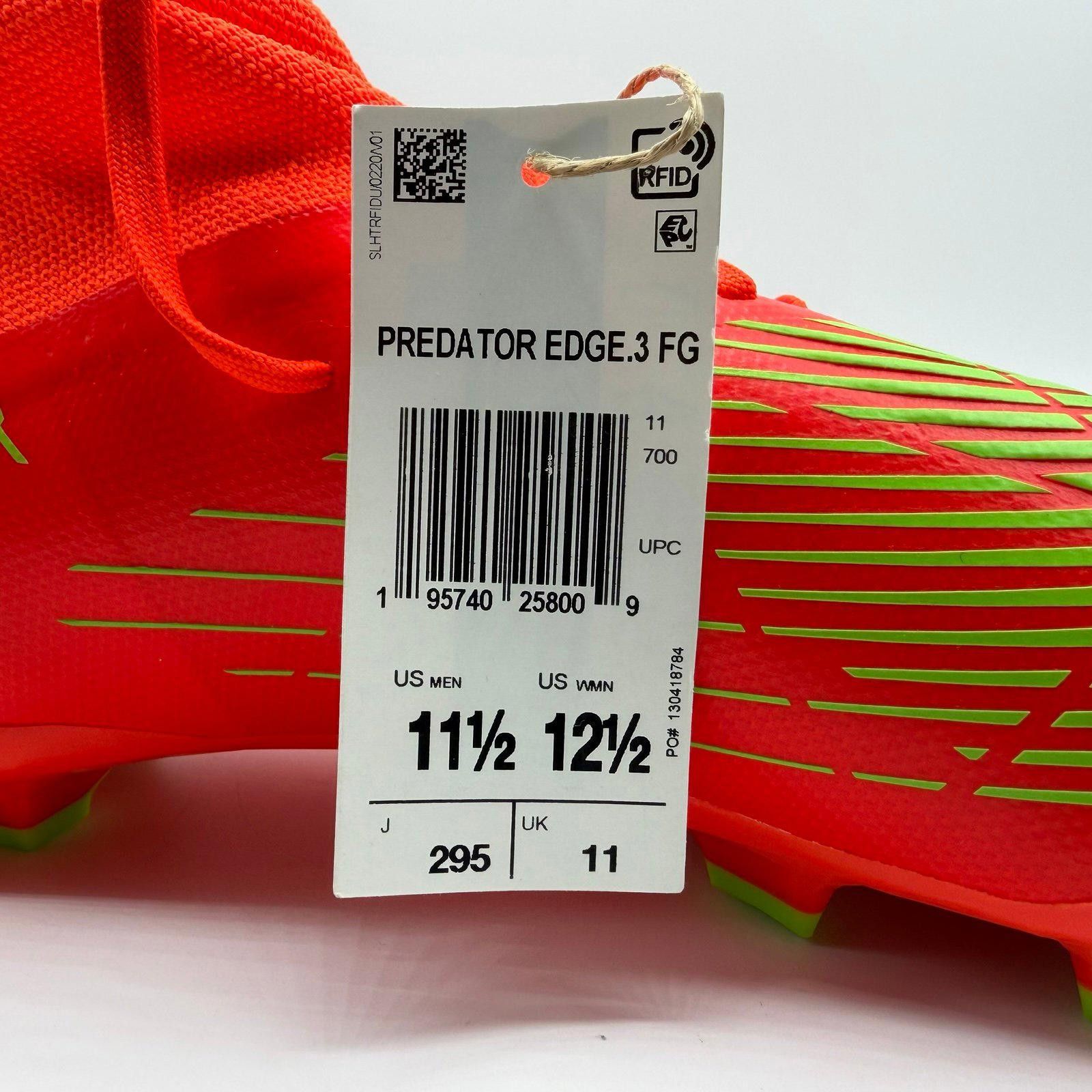 Adidas Adidas Predator Edge.3 FG Soccer Cleats Neon Green Red Size ONE SIZE - 6 Thumbnail