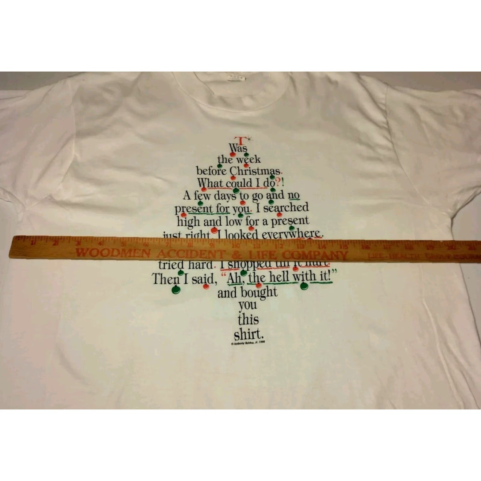 Vintage VINTAGE 90s Screen Stars Christmas T-Shirt Funny Gift Tree White XL Single Stitch Mens Size US XL / EU 56 / 4 - 3 Thumbnail