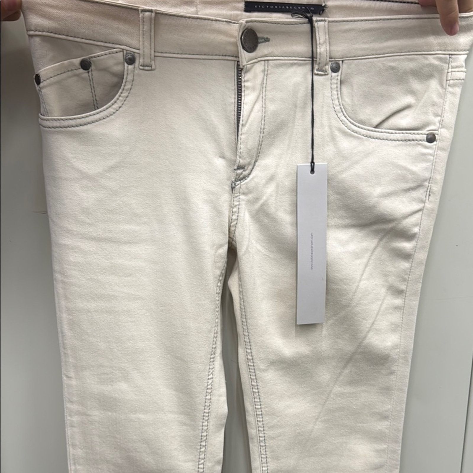 Victoria Beckham NWT Victoria Beckham Women's Cream Skinny Jeans Size 27 Size 27" / US 4 / IT 40 - 1 Thumbnail