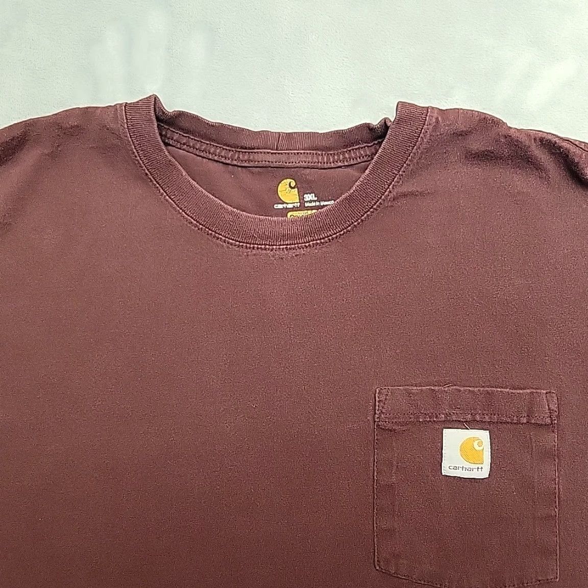 Carhartt VINTAGE Carhartt Shirt Men XXXL Maroon Original Fit Crewneck Long Sleeve Pocket Work TEE Size US XXL / EU 58 / 5 - 3 Thumbnail