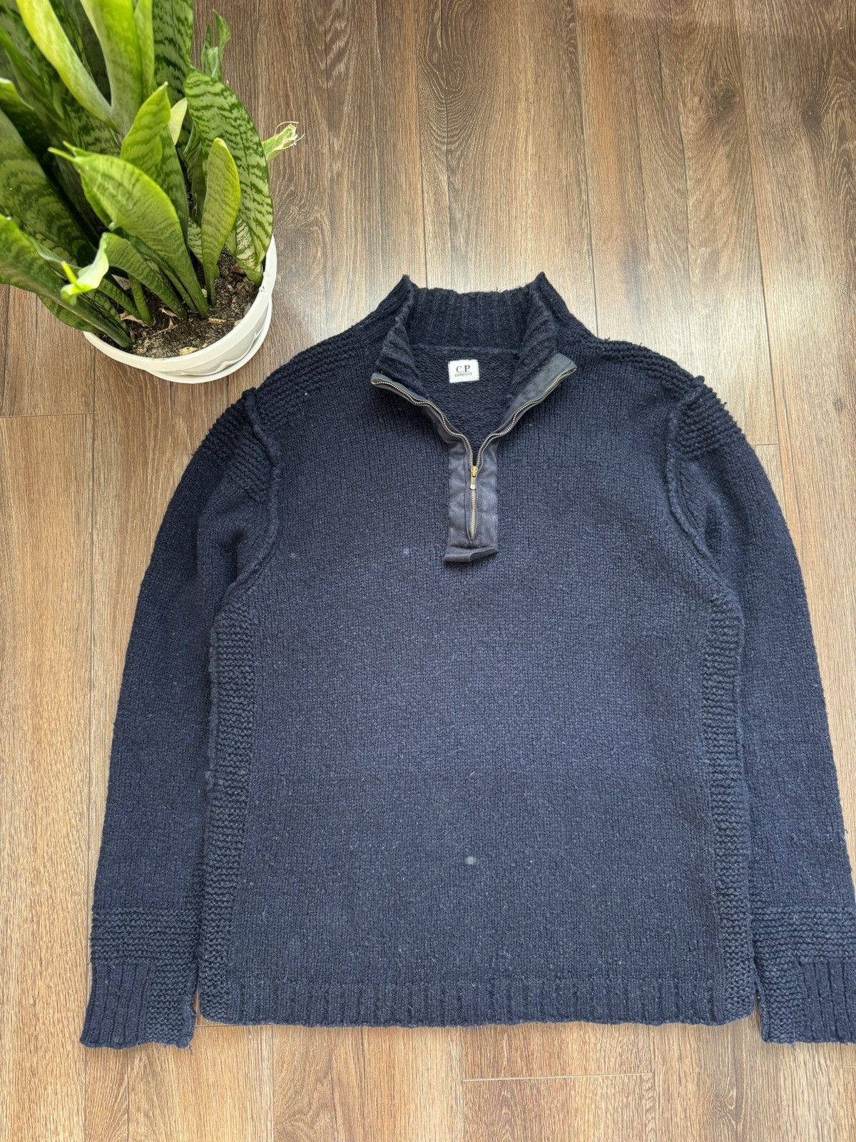 C.P. Company Vintage C.P Company men’s navy blue knited 1/3 zip sweater Size US XL / EU 56 / 4 - 1 Thumbnail