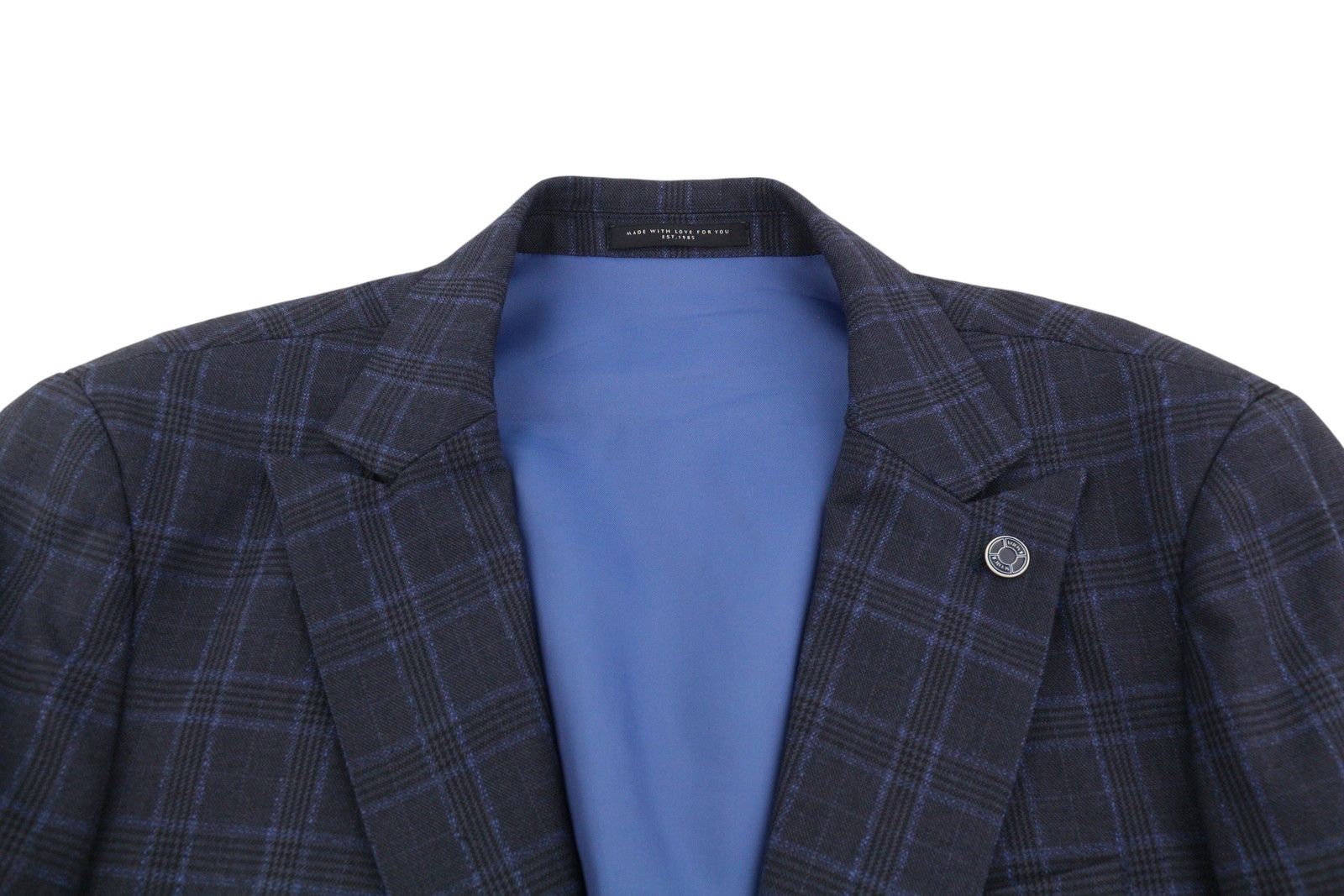 Scotch & Soda M Navy Check Wool Blend Peak Blazer 88536 Size 38R - 5 Thumbnail