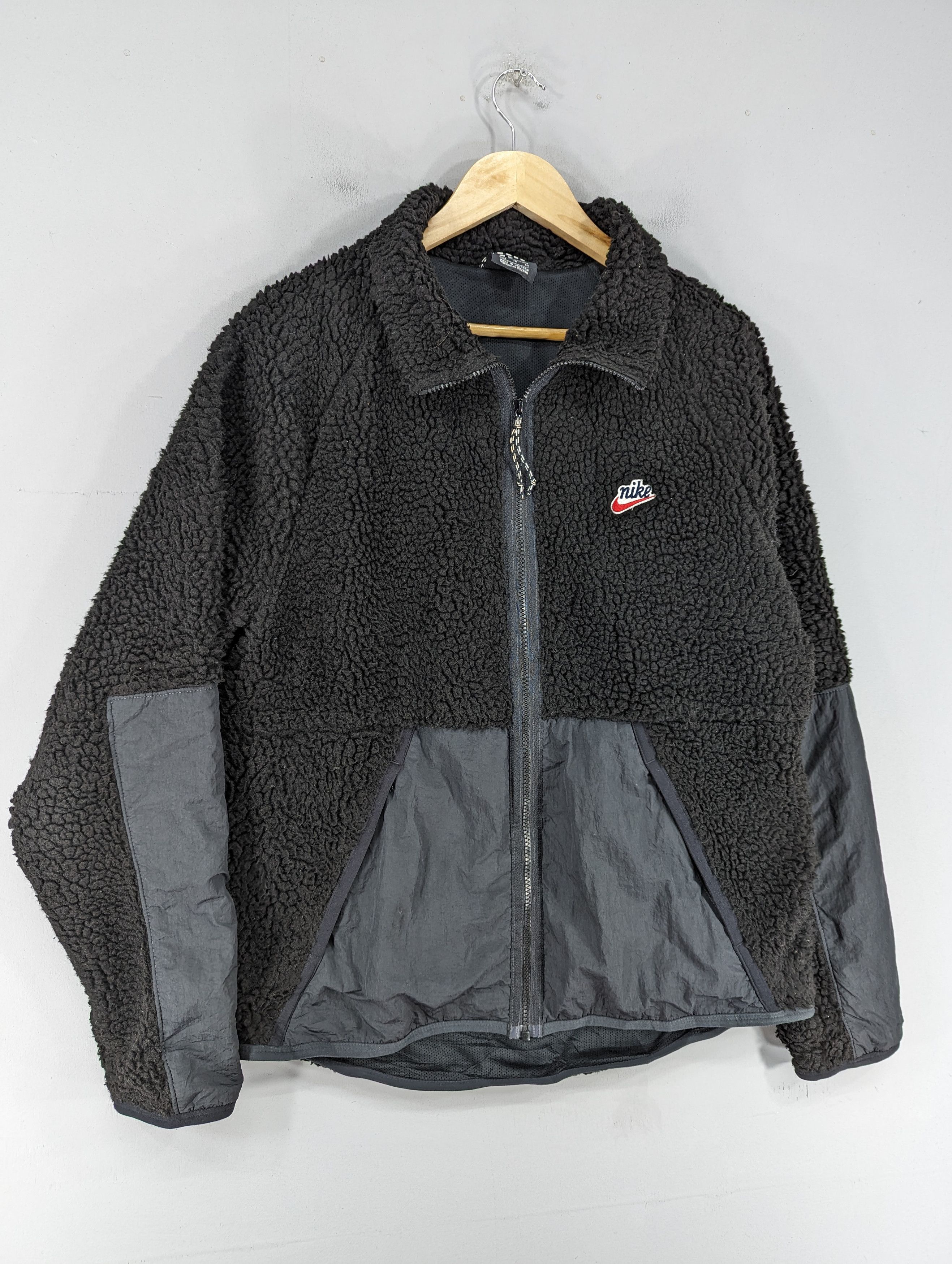 Nike 🔥RARE🔥Nike Heritage Sherpa Fleece Jacket Black Size US L / EU 52-54 / 3 - 3 Thumbnail