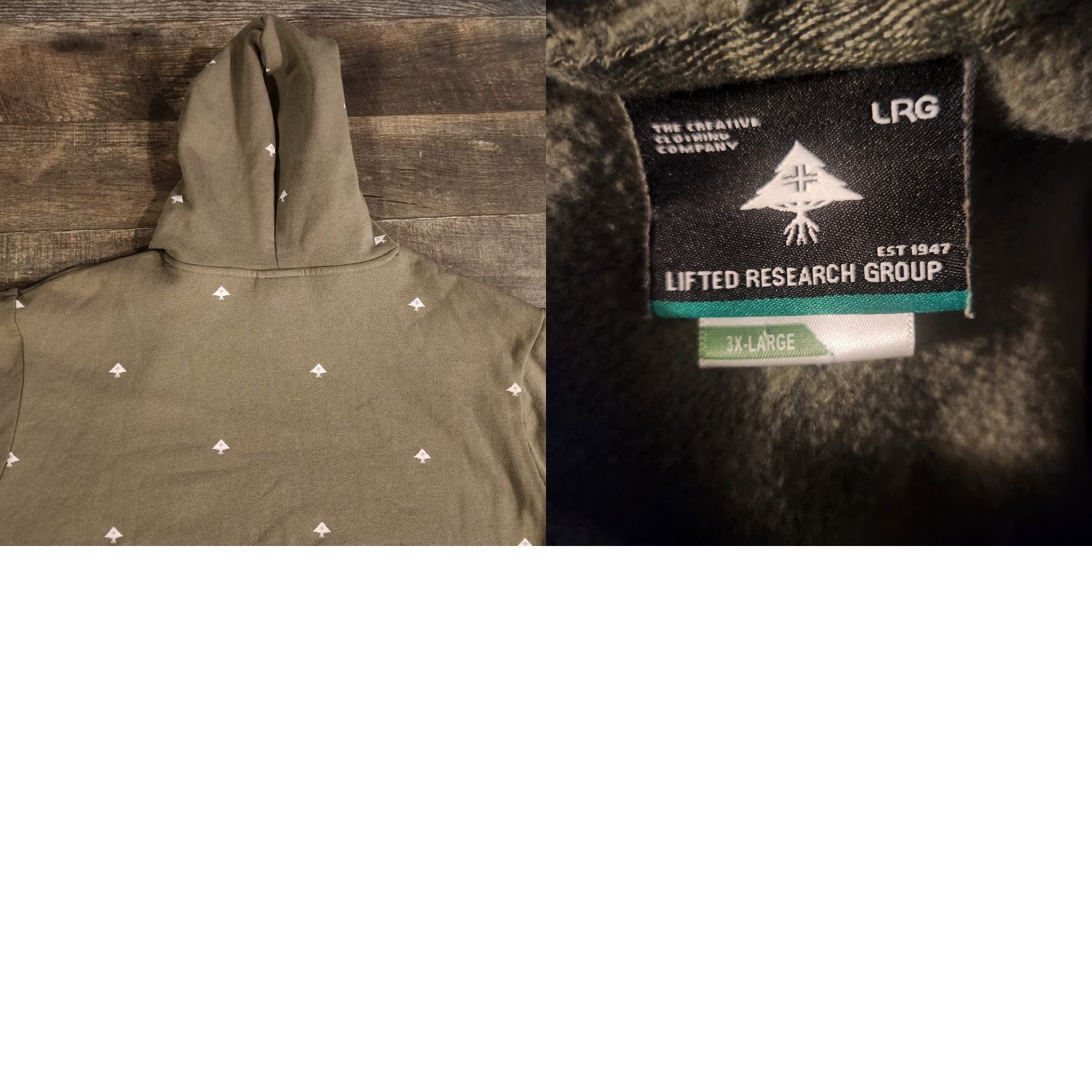 Roots LRG Roots Hoodie Sweatshirt Unisex Adults 3XL Gray Long Sleeve Graphic Print Pullover, Big & Tall, Green AOP Trees, Pre-owned Good Size US XXL / EU 58 / 5 - 8 Thumbnail