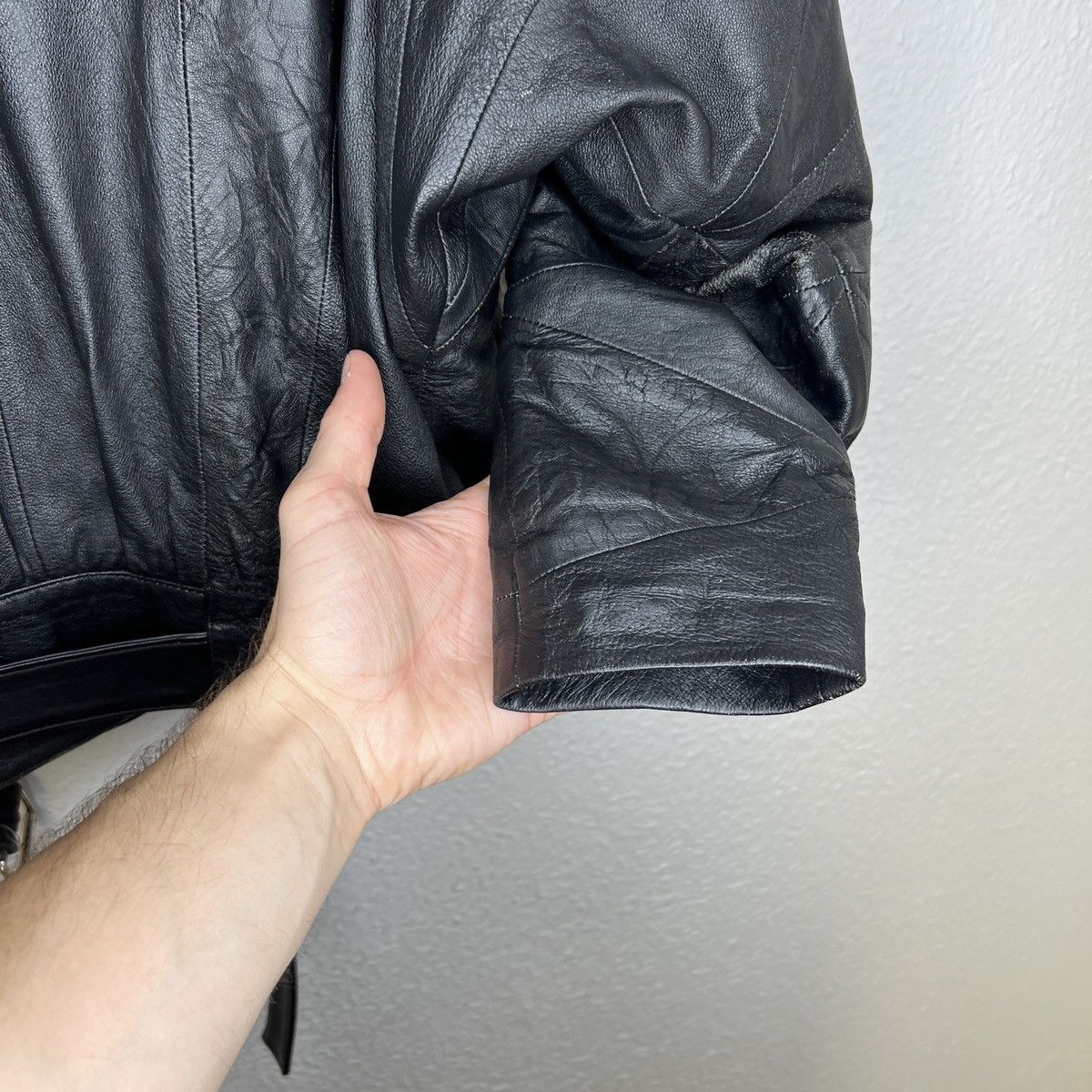 Vera Pelle × Vintage Vintage Leather Jacket Biker Ramones Black Genuine Trucker Size US M / EU 48-50 / 2 - 10 Thumbnail