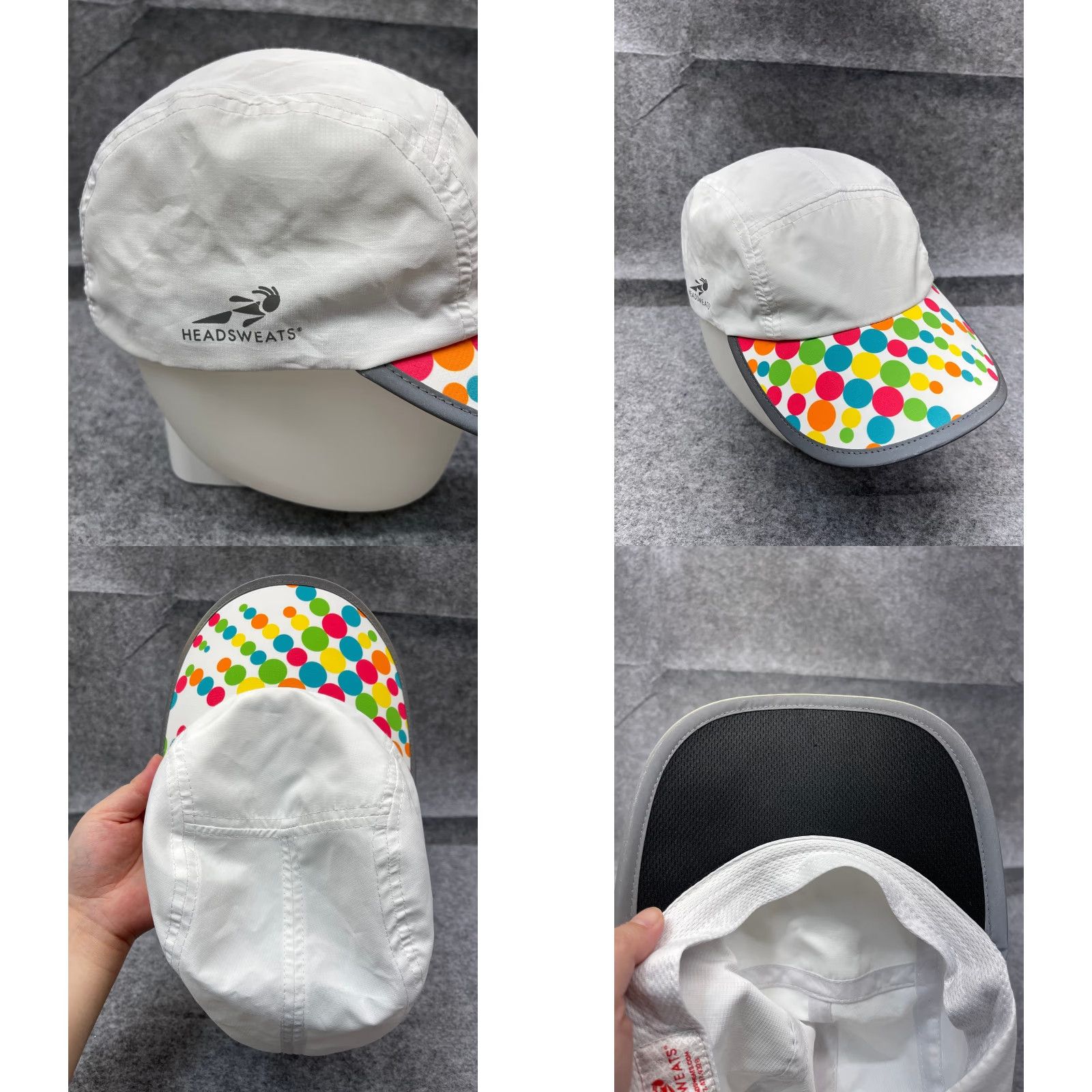 Vintage Headsweats Hat Cap 5 Panel Unisex Adults One Size White Polka Dot Polyester Adjustable Lightweight Outdoor Casual Workwear Shirt? Size ONE SIZE - 8 Thumbnail