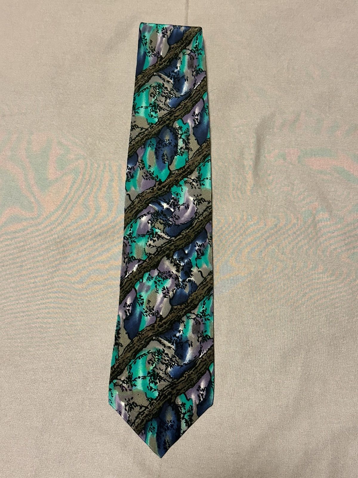 Other Vintage Jerry Garcia J. Neck Tie Teal Purple PINE & ROCK Size ONE SIZE - 2 Thumbnail
