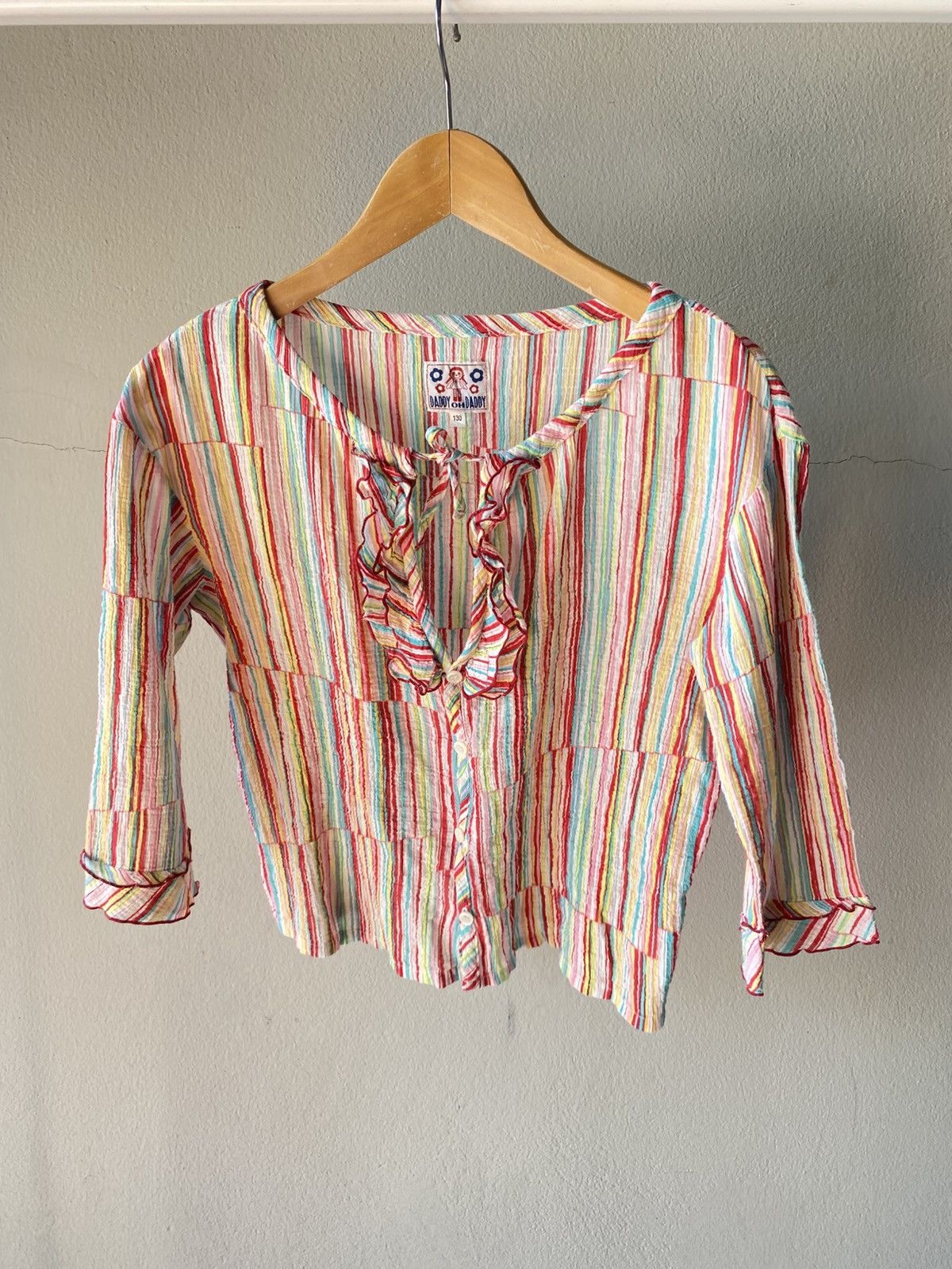 Designer × Japanese Brand DADDY OH DADDY Rainbow Striped Ruffle Blouse Size S / US 4 / IT 40 - 6 Thumbnail