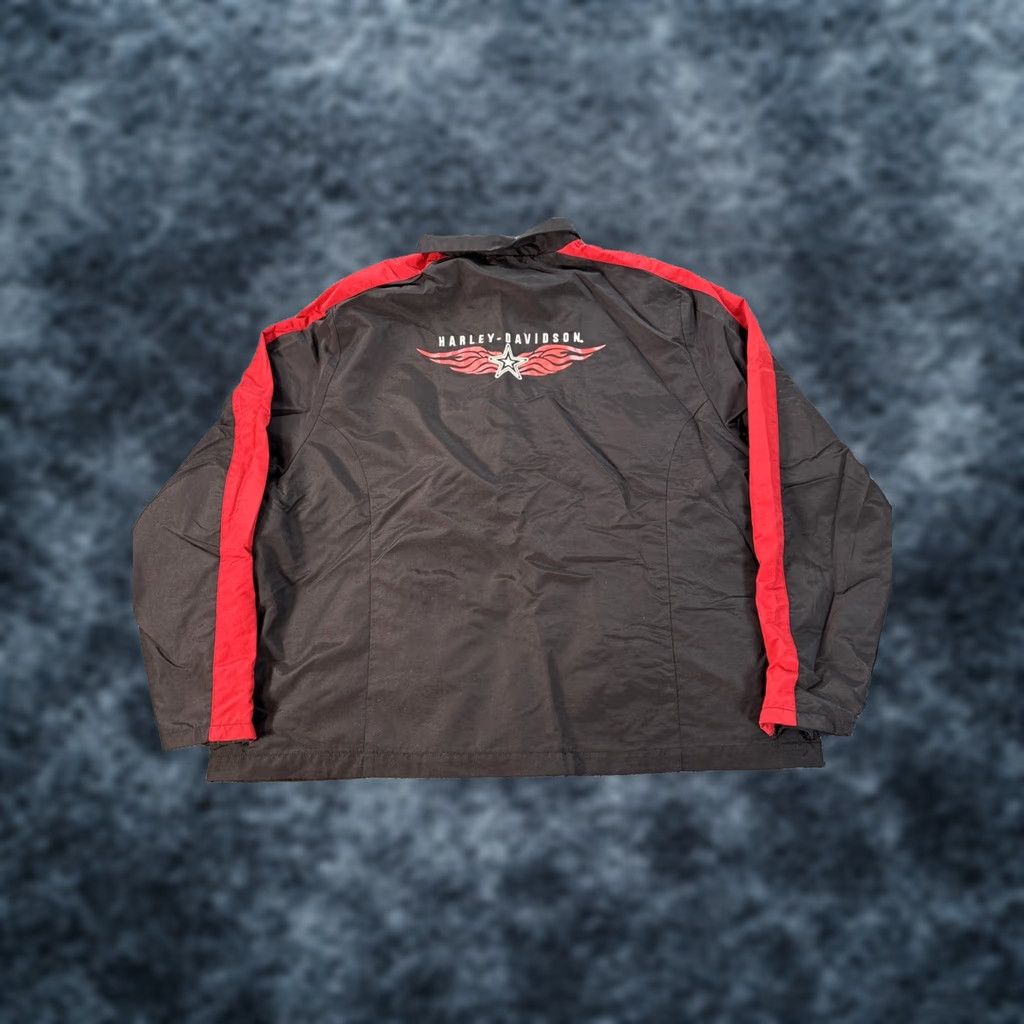 Harley Davidson VINTAGE Harley-Davidson Jacket Mens XL Windbreaker Striped Logo 90s Black Nylon Windbreaker Logo Mens XL 90s Size US XL / EU 56 / 4 - 1 Thumbnail