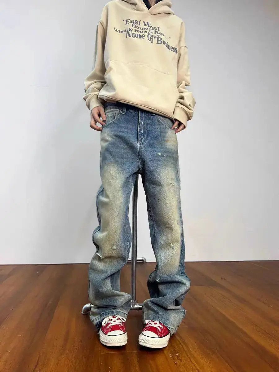 Japanese Brand Vintage Y2K raw edge ripped light coloured baggy jeans Size US 32 / EU 48 - 5 Thumbnail