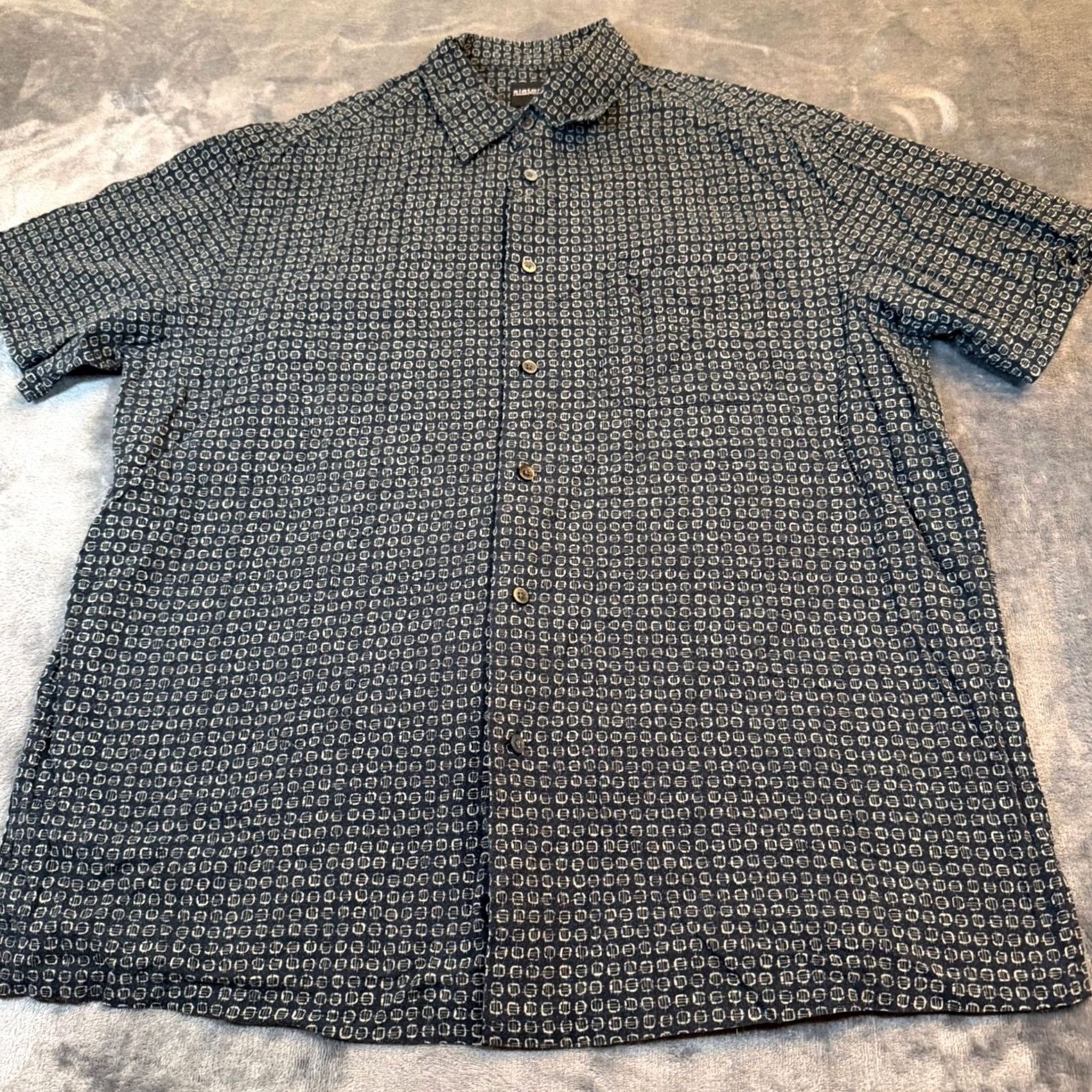 Dockers Slates Dockers Button-Up Shirt Mens XL Black Geometric Cotton Rayon Button Chest Pocket Short Sleeve Casual Summer Geometric Patterns Size US XL / EU 56 / 4 - 3 Thumbnail