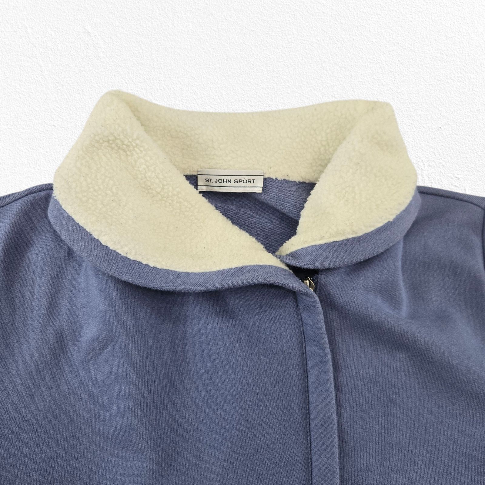 Other Y2K St John Blue Knit Jacket Shearling Collar Size Medium Size M / US 6-8 / IT 42-44 - 3 Thumbnail