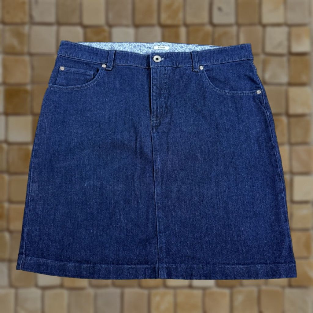 Izod VINTAGE IZOD Skirt Women 14 Denim A-Line Short Blue Stretch Casual Womens Size 36" / US 14 / IT 50 - 1 Thumbnail