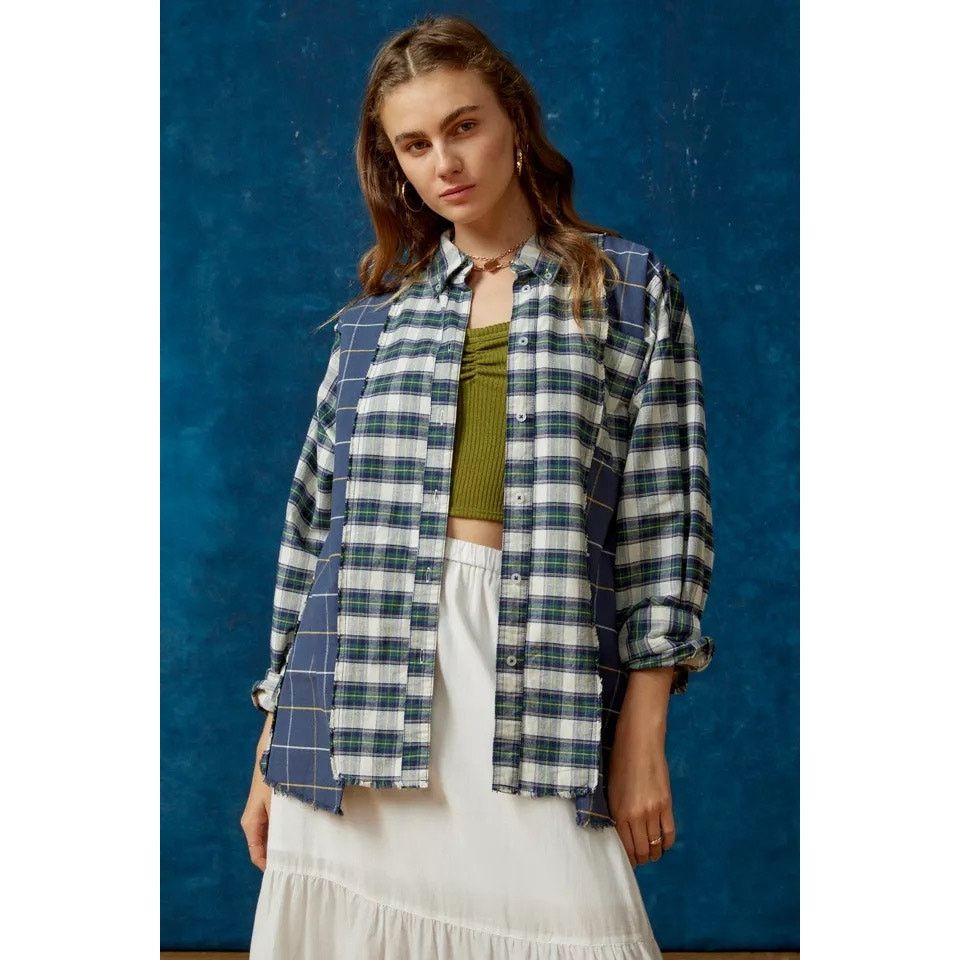 Urban Outfitters URBAN OUTFITTERS | Blue Plaid Button Down Oversized Shirt Size S / US 4 / IT 40 - 2 Thumbnail