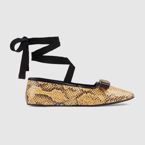Gucci Gucci Interlocking G Python Ballet Flats SIZE 40.5 Size ONE SIZE - 1 Thumbnail