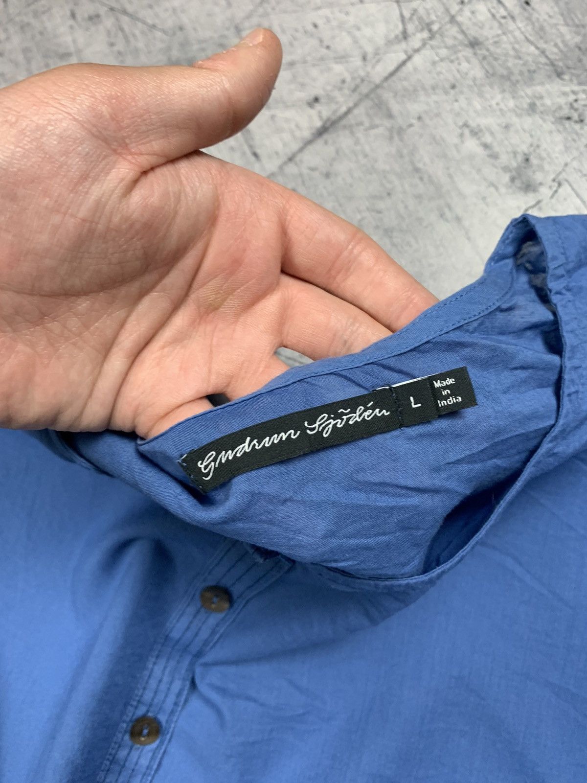 Gudrun Sjoden Gudrun Sjoden Blouse Shirt Short Sleeve Size L Blue Y2K Top Size L / US 10 / IT 46 - 5 Thumbnail