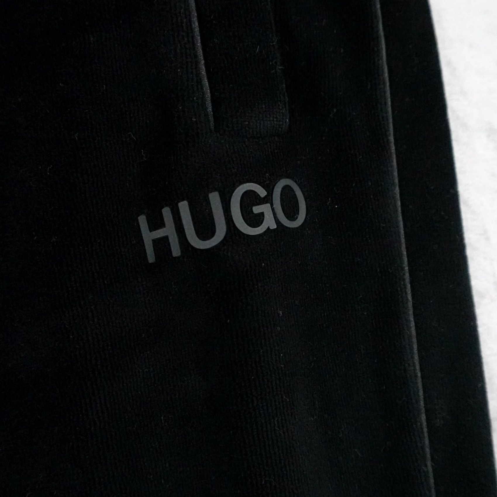 Hugo Boss HUGO BOSS Pants Mens M Black Velour Jogger Sweatpants Sweatpants Tracksuit Sweatpants Size 40R - 3 Thumbnail
