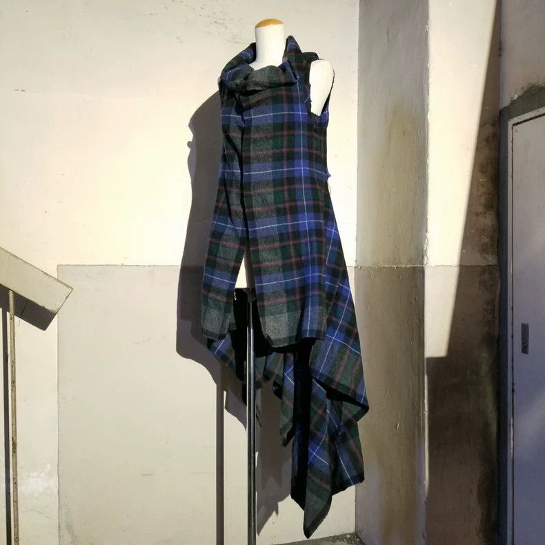 Comme Des Garcons Plaid Deconstruction Jacket Dress