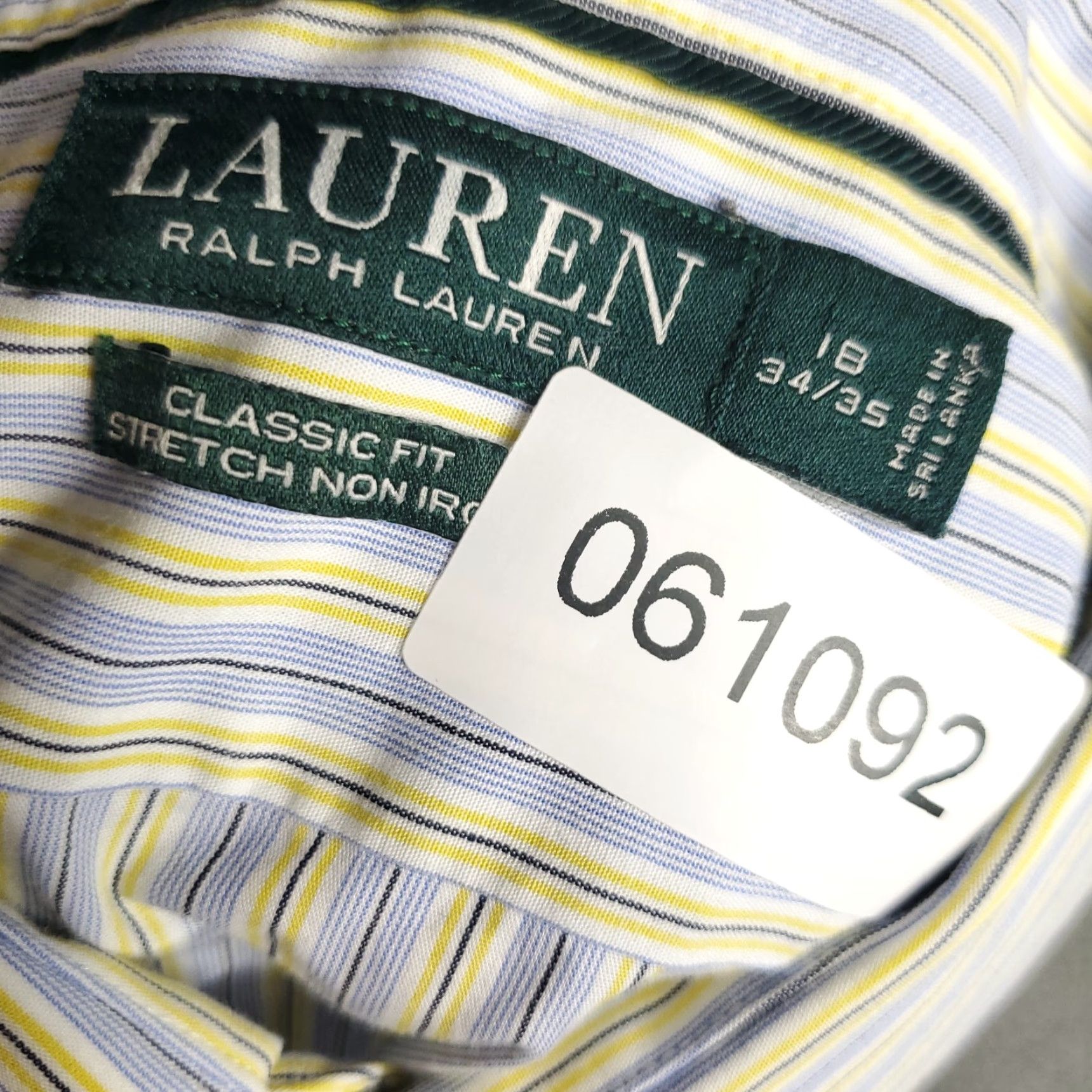 Ralph Lauren Ralph Lauren Dress Shirt Mens Size 17 Blue Yellow Striped Long Sleeve Button Up Cotton Size 46R - 8 Thumbnail