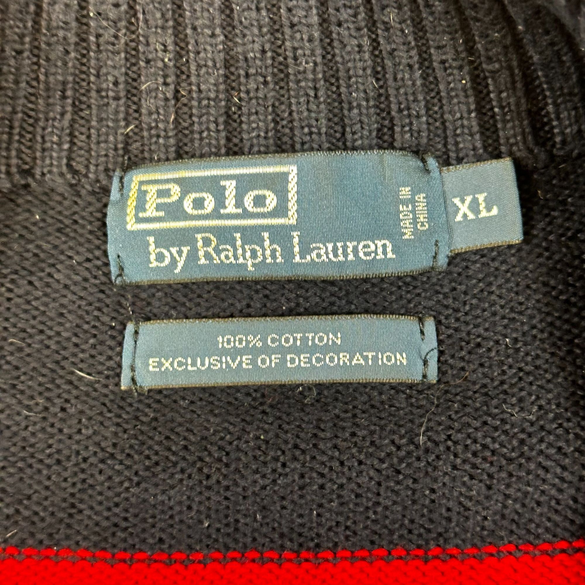 Polo Ralph Lauren Vintage Navy and Red Striped Polo Ralph Lauren Quarter-Zip S Size US XL / EU 56 / 4 - 3 Thumbnail