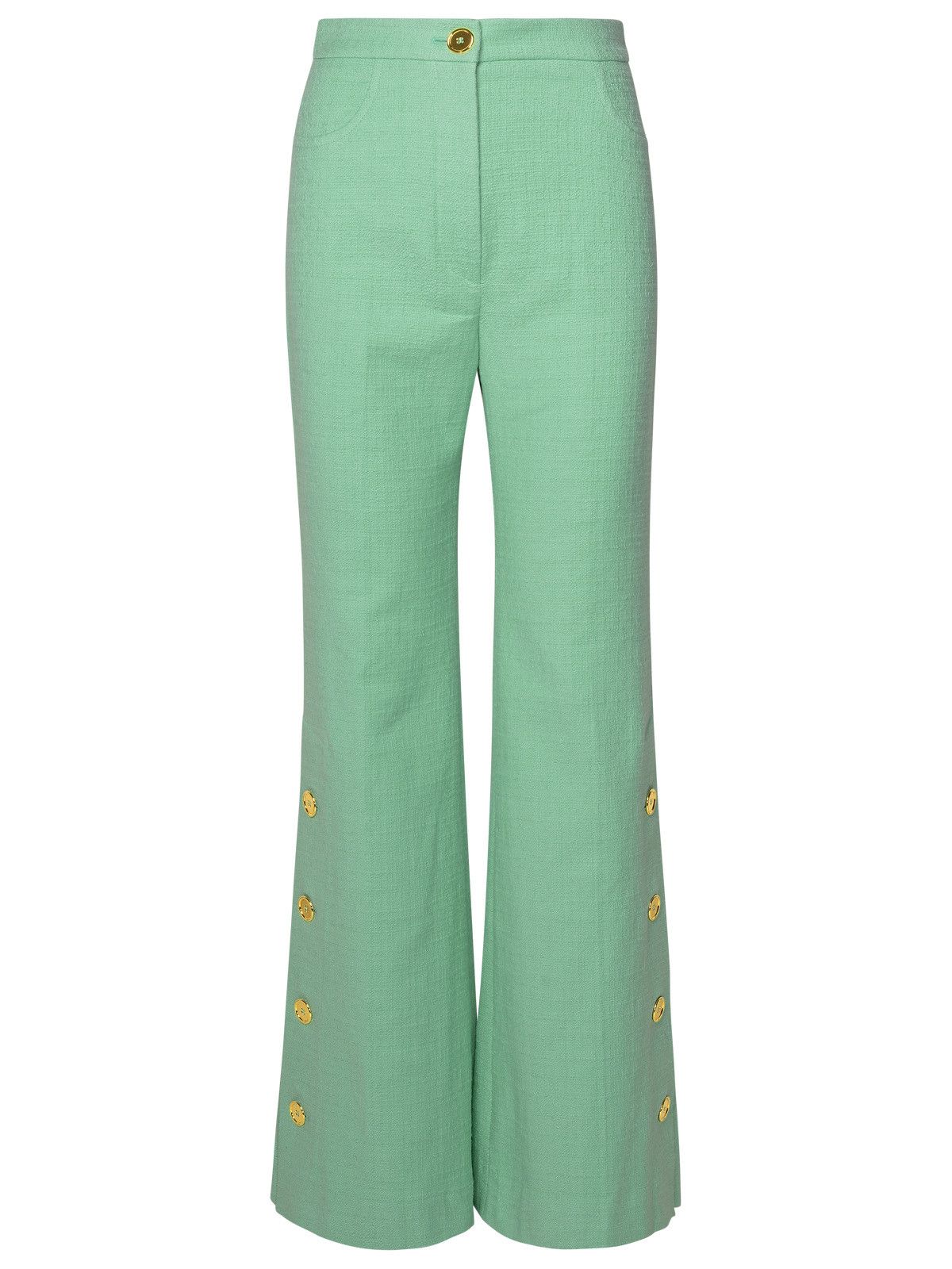 image of Patou Mint Cotton Blend Pants in Green, Women's (Size 27)