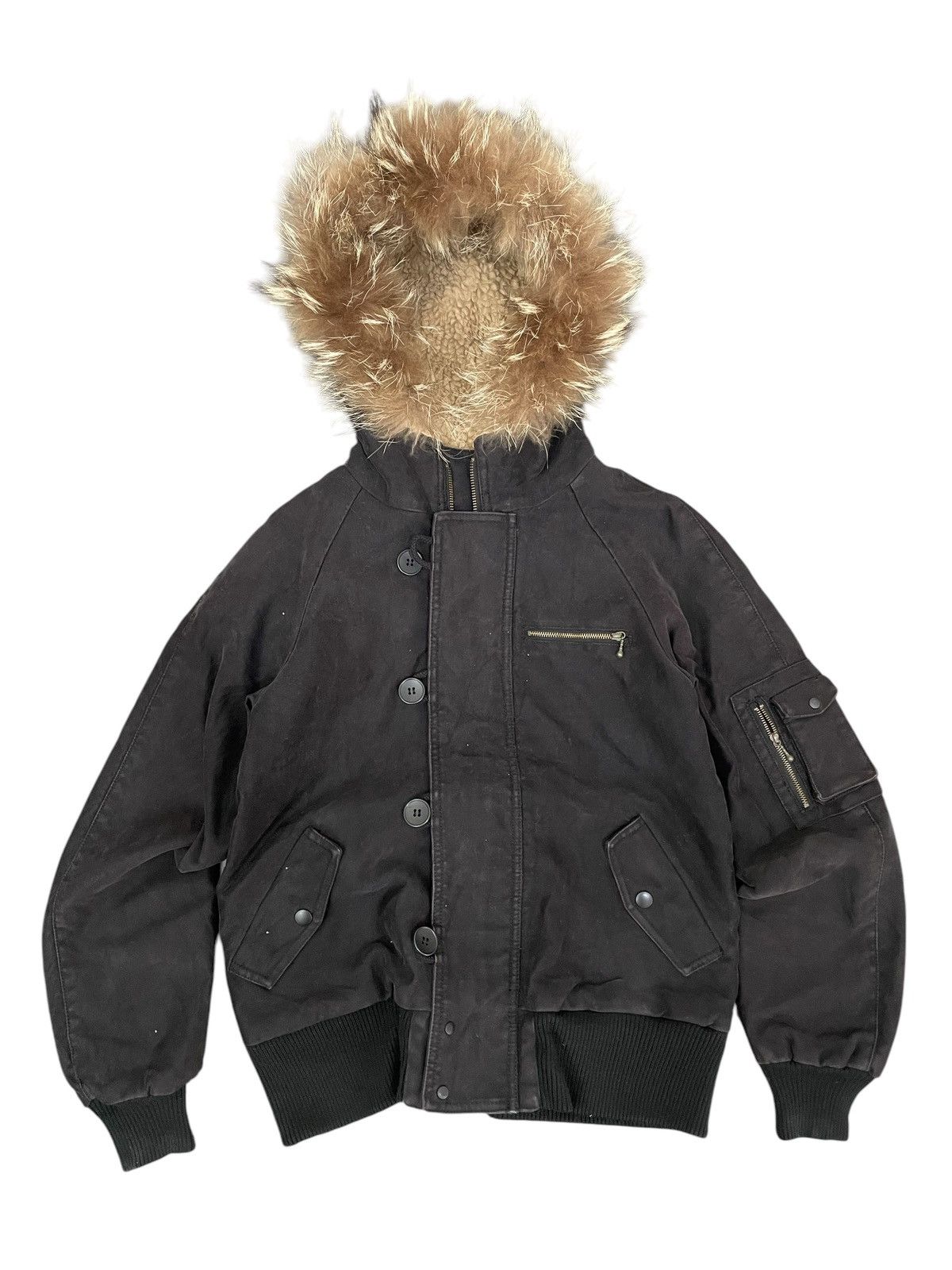 00s n2b fur jacket y2k military opium