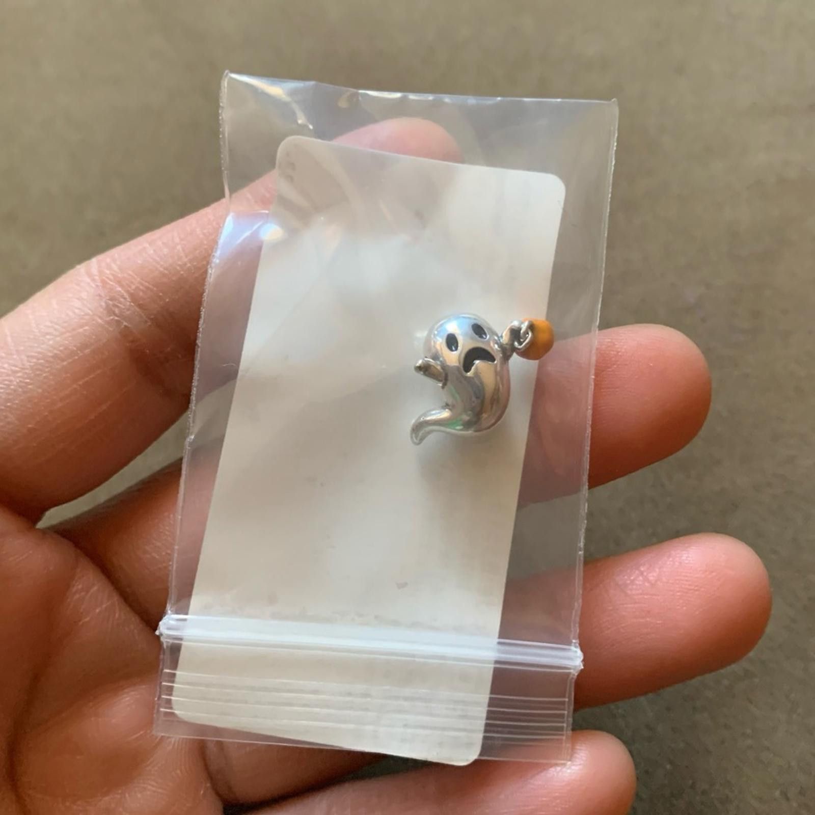 Other NWOT Cute Ghost With Pumpkin Lamp Charm Sterling Silver 925 Size ONE SIZE - 4 Thumbnail