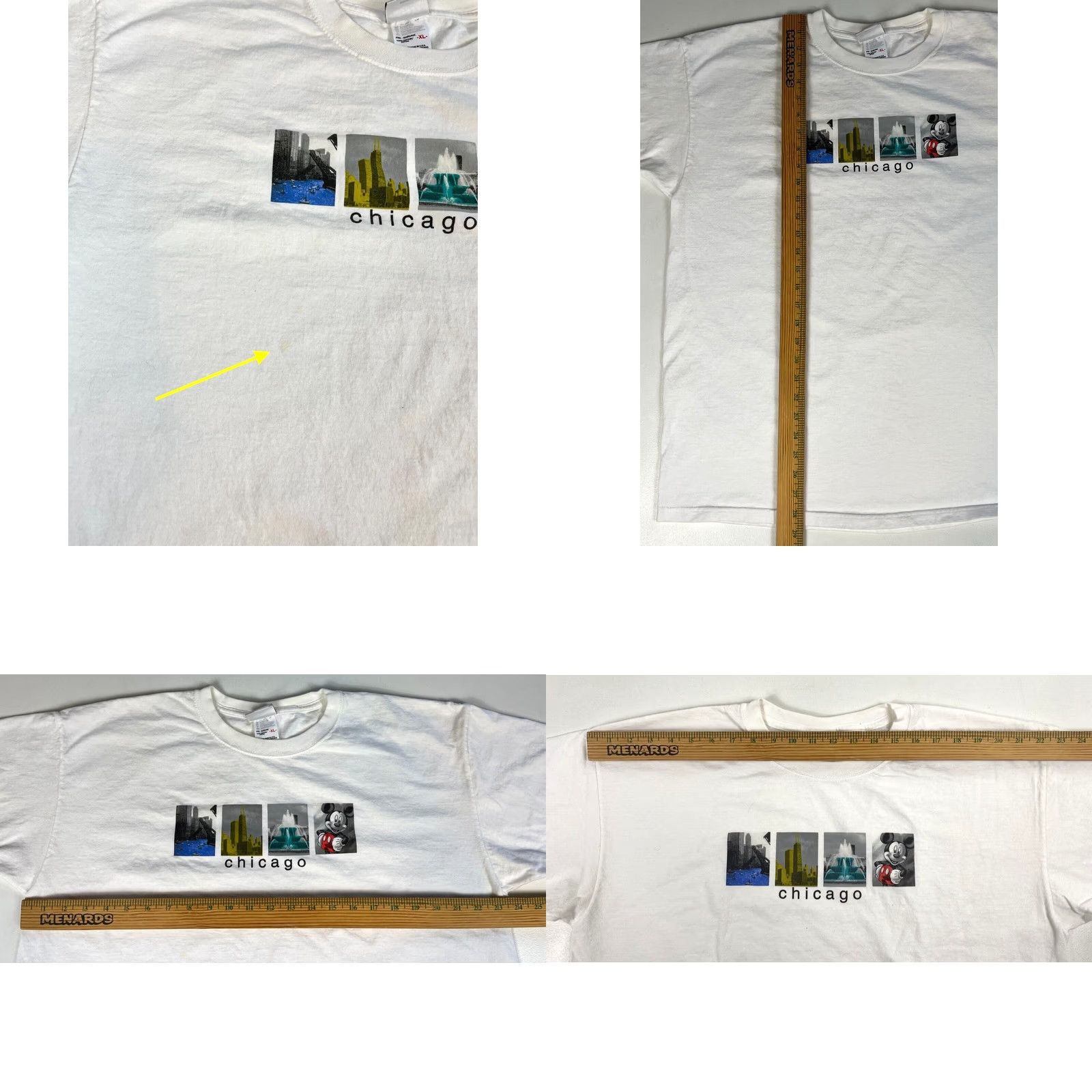 Disney VINTAGE Disney Store Mickey Mouse Chicago Men’s T-Shirt XL Crew Neck 90s White Cotton Shirt Size US XL / EU 56 / 4 - 8 Thumbnail