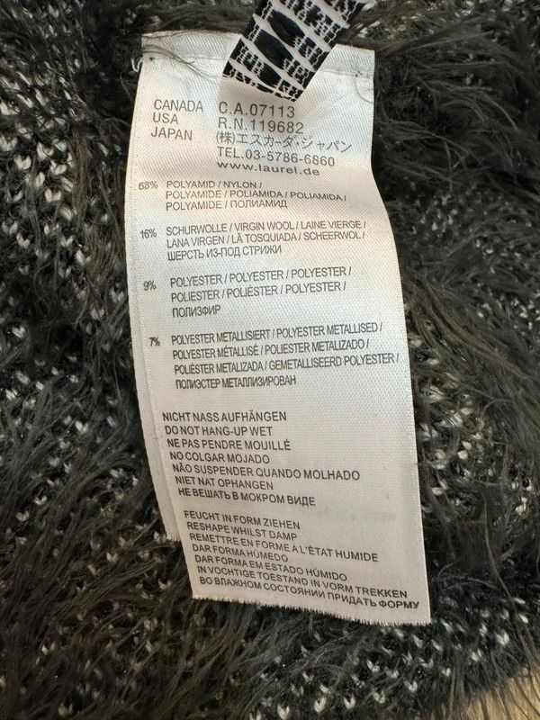 Laurel Laurel Fuzzy Knit Nylon Wool Black White L Abstract Sweater Size L / US 10 / IT 46 - 8 Thumbnail