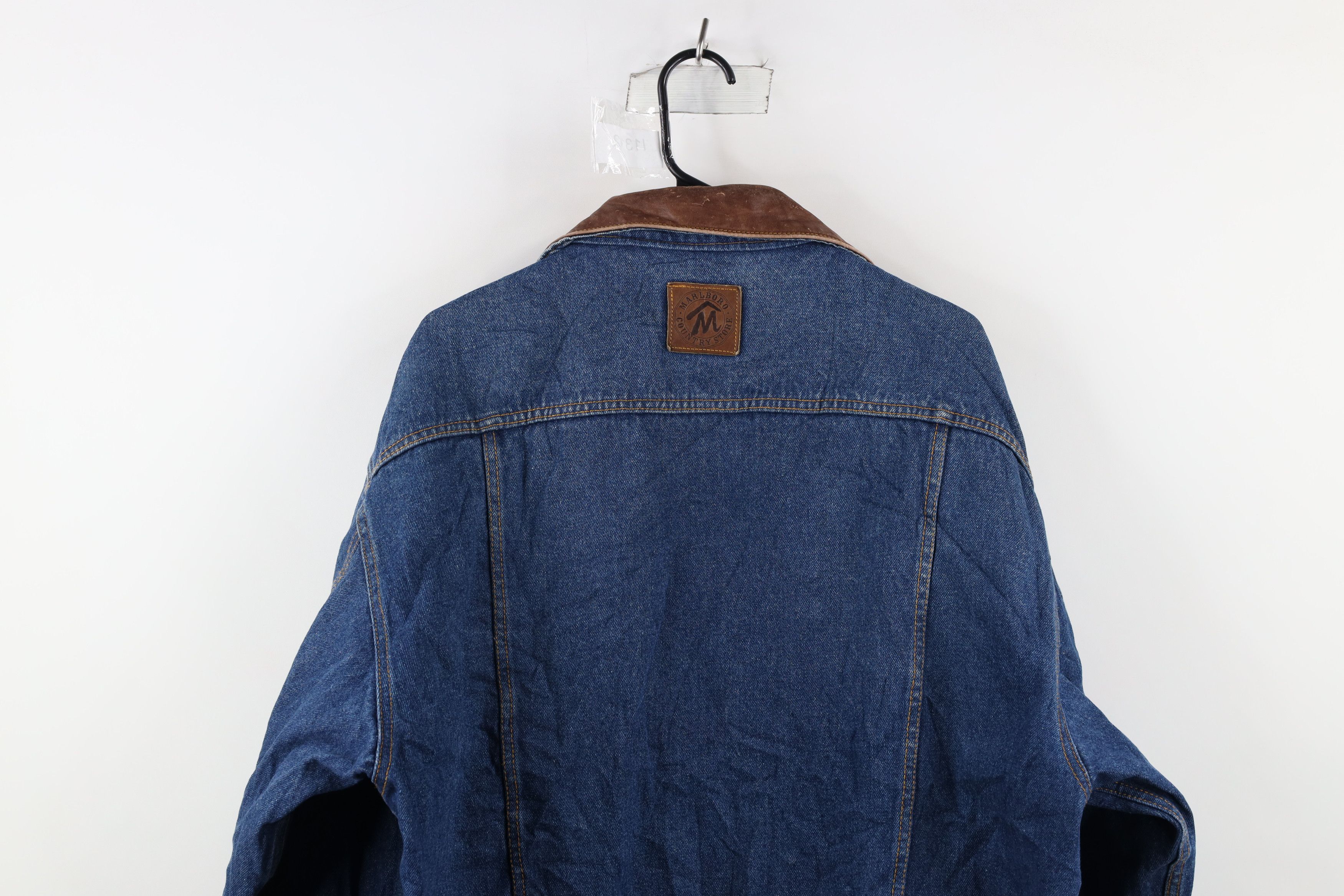 Marlboro × Vintage Vintage 90s Marlboro Collar Denim Trucker Jacket Blue Size US XL / EU 56 / 4 - 11 Thumbnail
