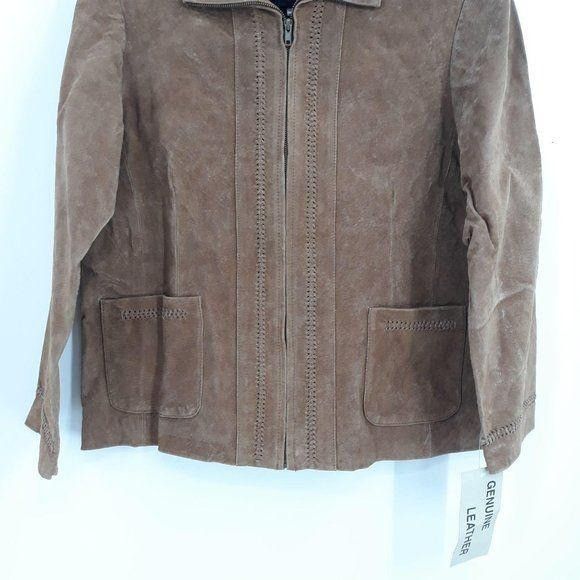 Vintage Vtg 80s JL Genuine Leather Jacket Sz 16W Brown Suede Braided Size XXL / US 16-18 / IT 52-54 - 6 Thumbnail