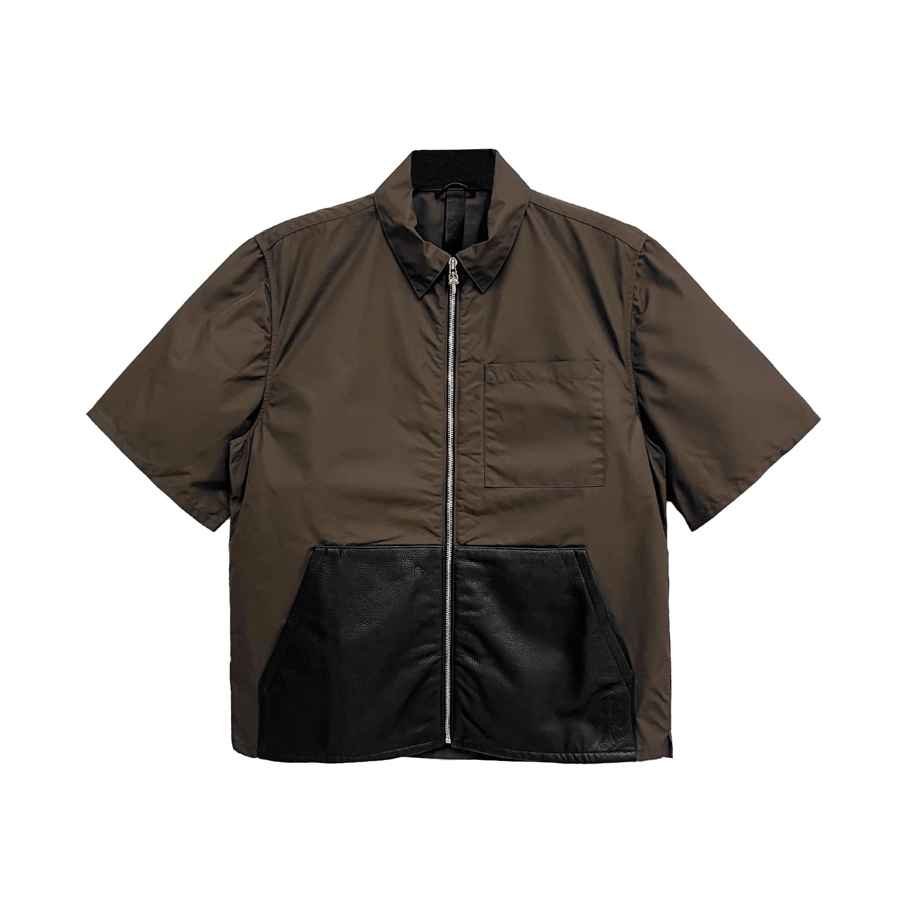 Chrome Hearts Chrome Hearts Zip Nylon Leather Patchwork Brown Shirt Jacket Size US L / EU 52-54 / 3 - 1 Thumbnail