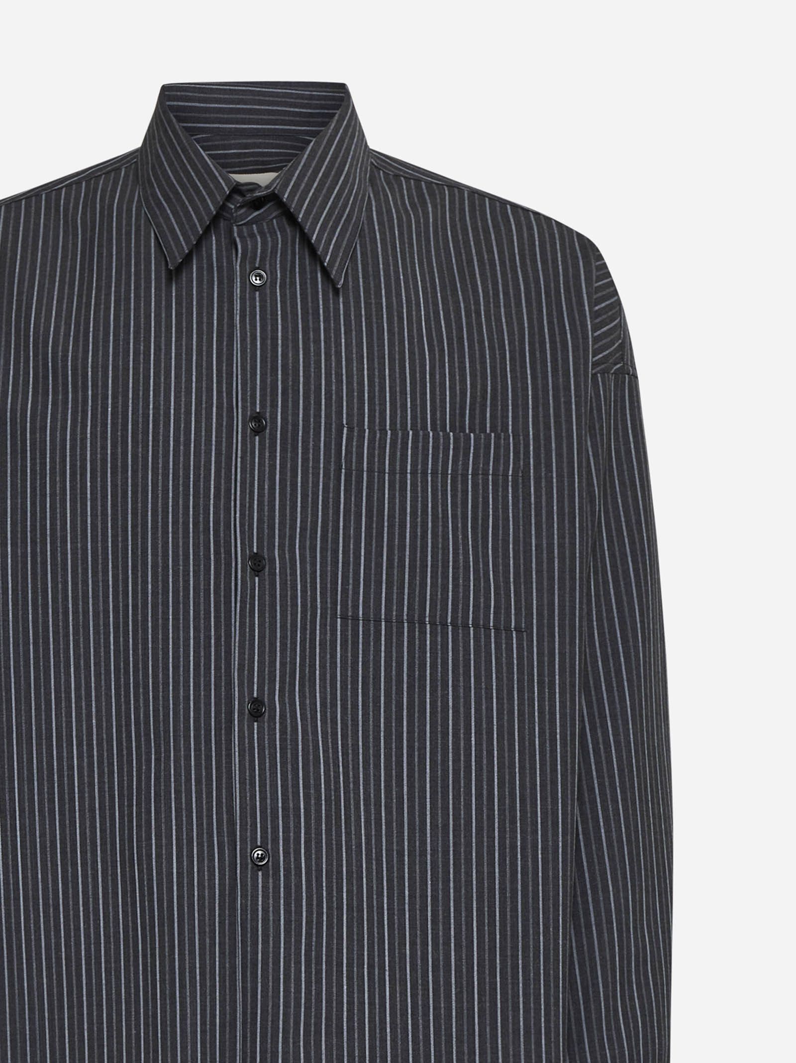 Marni o1w1db11125 Wool Blend Striped Shirt in Black Size US S / EU 44-46 / 1 - 3 Thumbnail