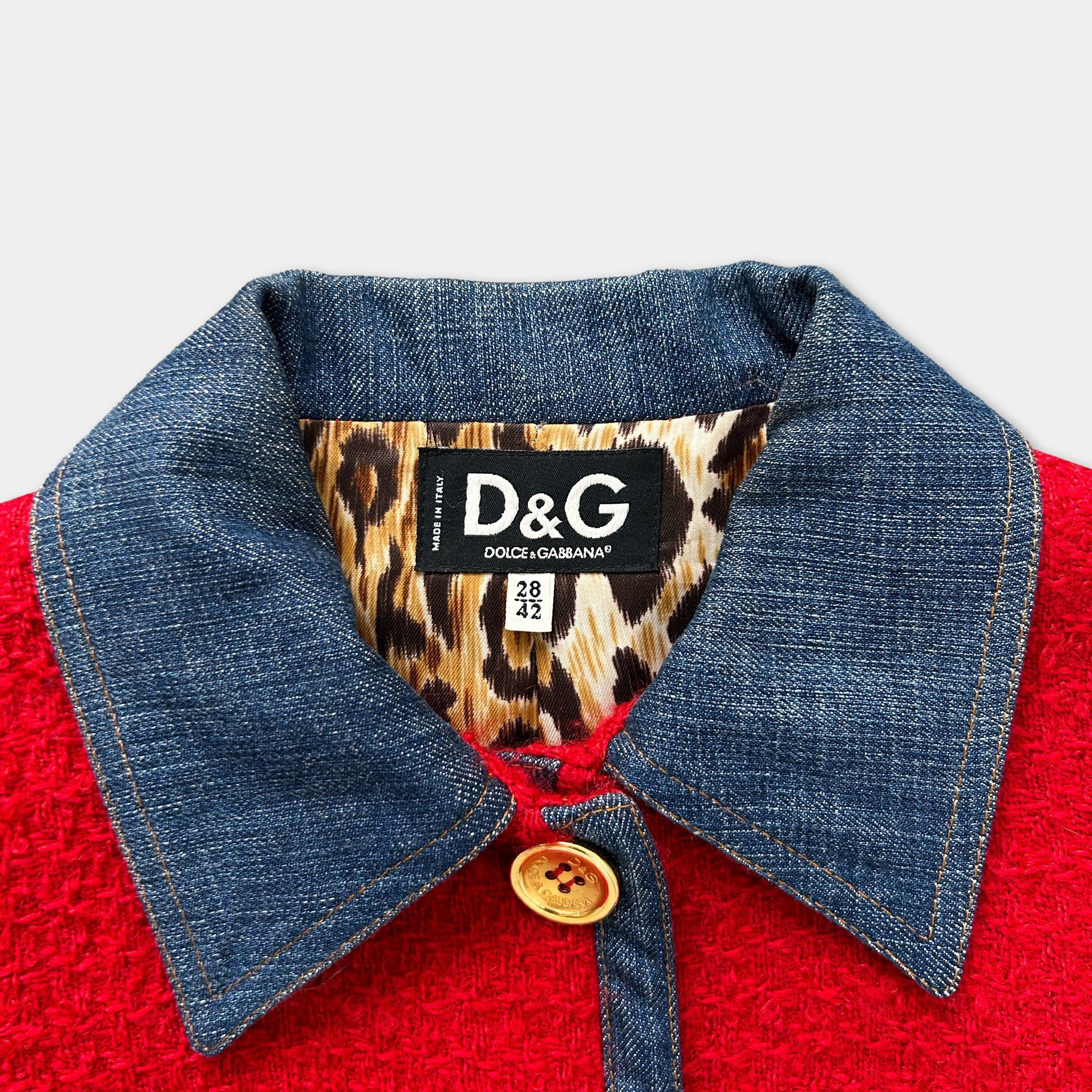 Dolce & Gabbana Dolce & Gabbana Red Tweed Denim Jacket Size S / US 4 / IT 40 - 3 Thumbnail