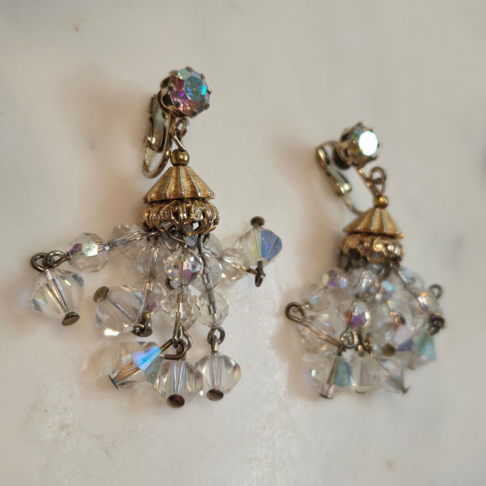 Vintage Vintage Crystal Beaded Chandelier Earrings Size ONE SIZE - 3 Thumbnail