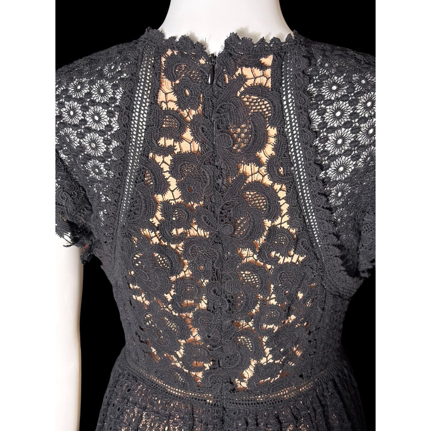 Y2K Rebecca Taylor Eyelet Lace Pattern Knee-Length Dress