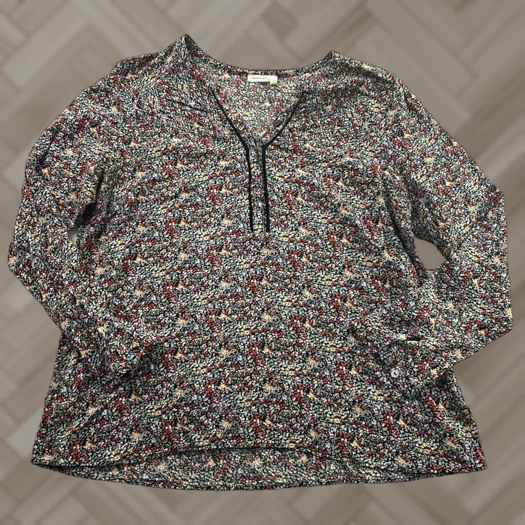 Vintage Meadow Rue Floral Long Sleeve Blouse Women's S Black Shirt Size S / US 4 / IT 40 - 1 Thumbnail