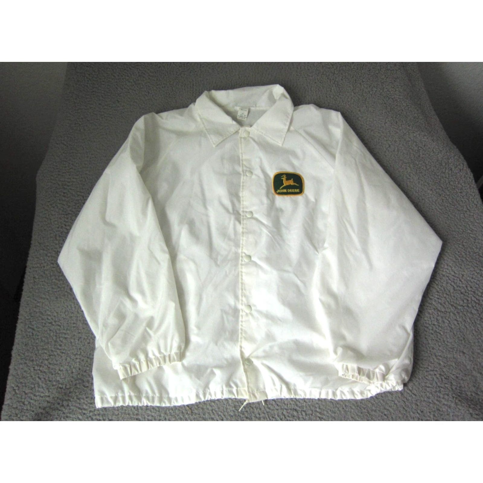 John Deere VINTAGE John Deere Jacket Mens XL White 80s Bomber Nylon Satin Workwear Large XL Mens Size US XL / EU 56 / 4 - 2 Thumbnail