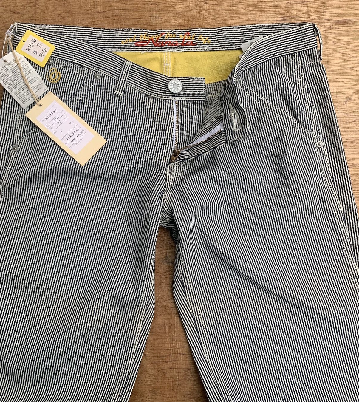 Japanese Brand × Vintage Nana-La Baggy Flare Carpenter Hickory Stripe Pants Size 31" - 19 Thumbnail