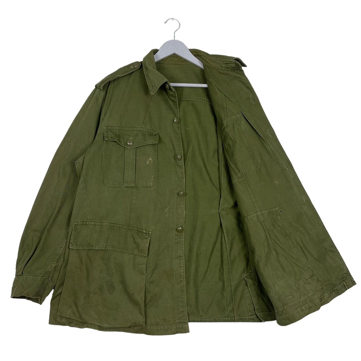 Vintage 💥70s OG ARMY BUTTON FIELD JACKET SHIRT Size US L / EU 52-54 / 3 - 8 Thumbnail