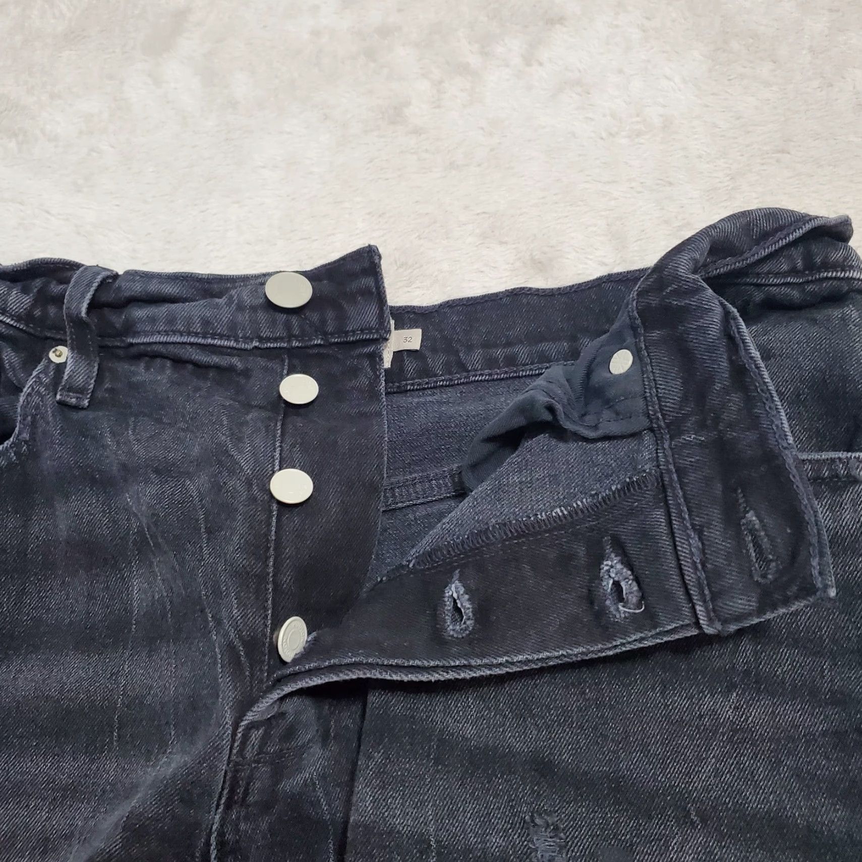 Hudson VINTAGE Hudson Jeans Men 32 Black Reese Onyx Button Fly Straight Leg Denim 32x29 Size US 32 / EU 48 - 4 Thumbnail