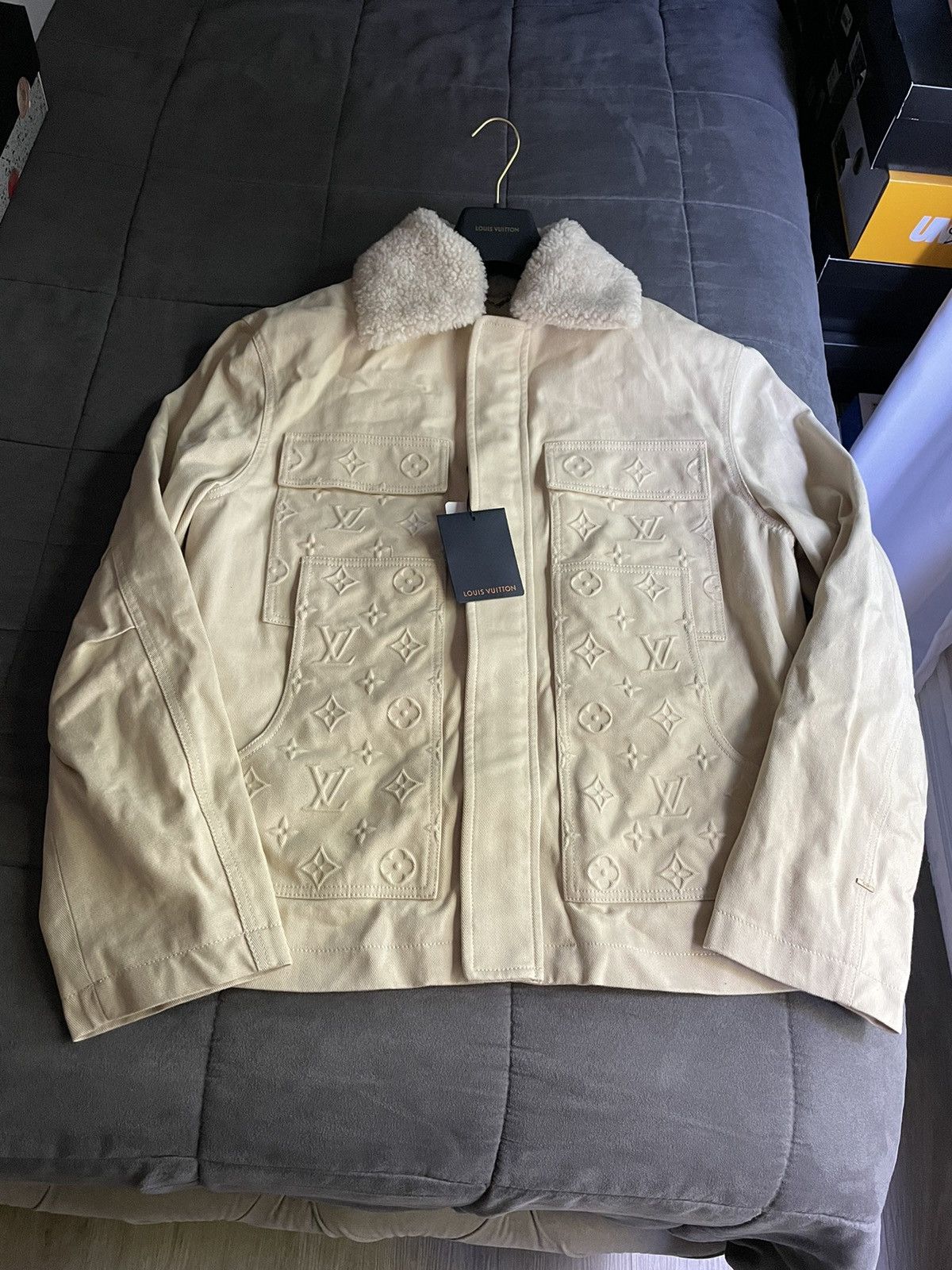 Louis Vuitton Louis Vuitton Beige Monogram Workwear Denim Jacket Size US M / EU 48-50 / 2 - 1 Thumbnail