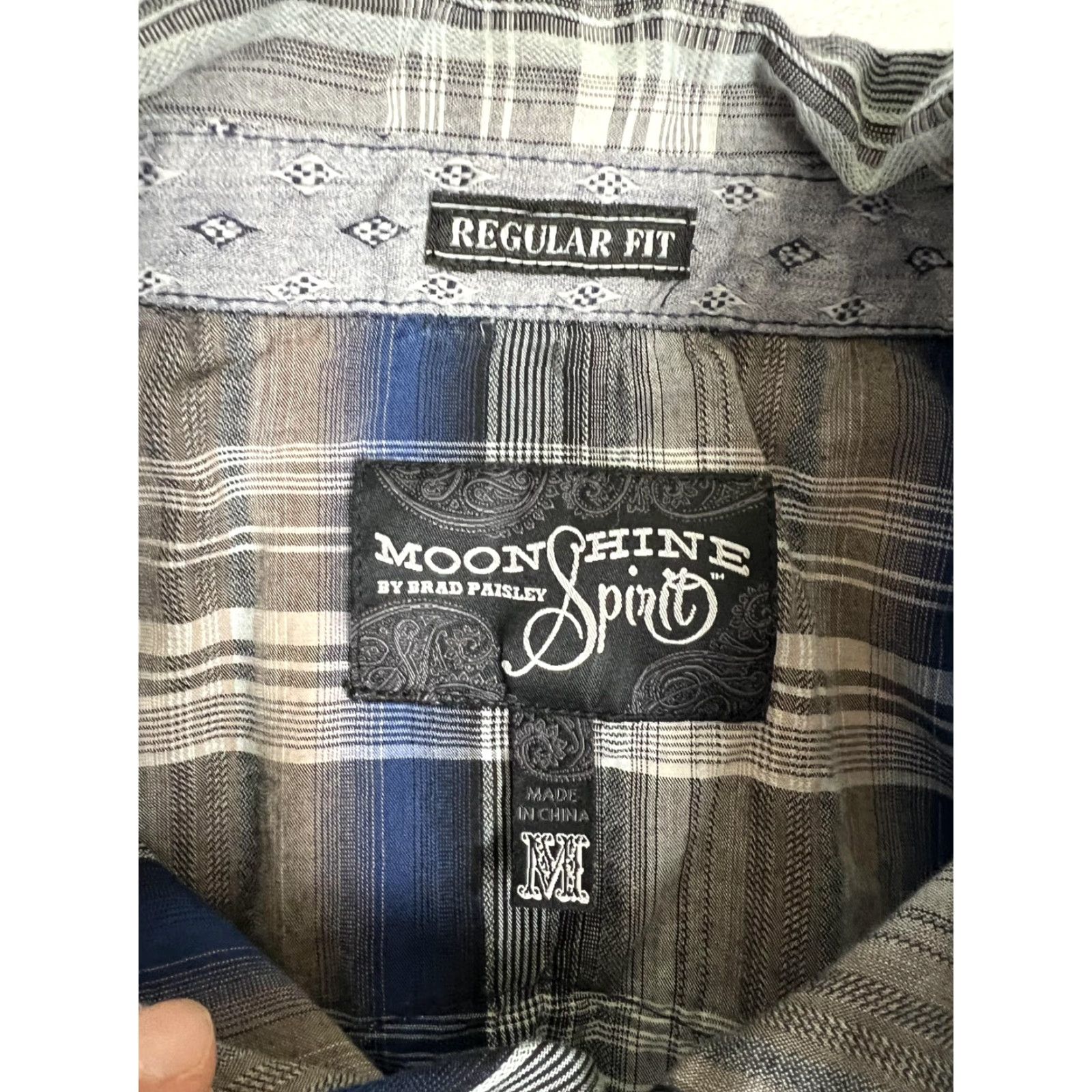 Vintage Moonshine Spirit Shirt Mens Medium Blue Plaid Western Snap Front Regular Fit Size US M / EU 48-50 / 2 - 3 Thumbnail